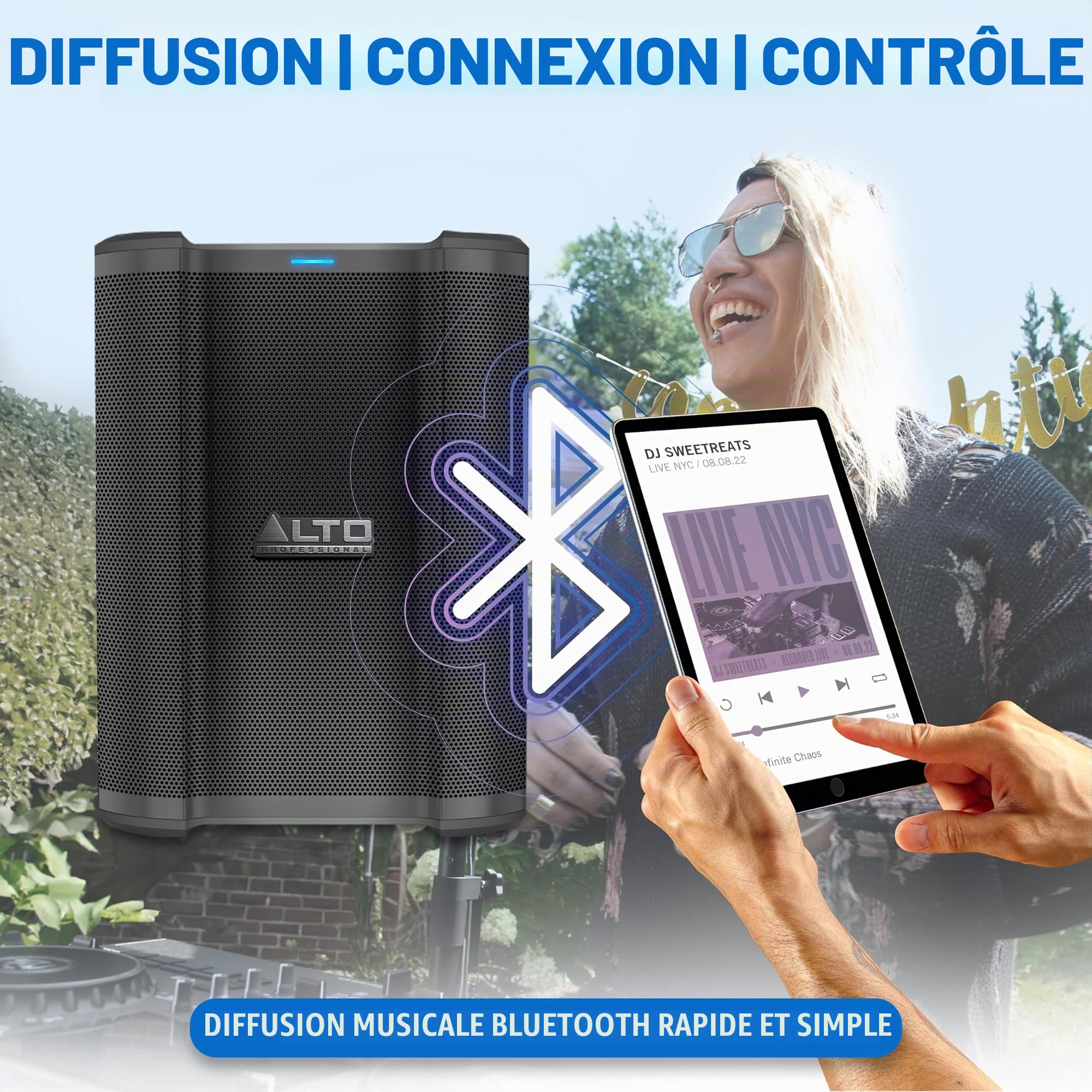 Pack Système de Sonorisation Portable ALTO Busker 200W avec Émetteur et Récepteur XLR Stealth 1 pour Performances Live, Événements, Karaoké, Présentations