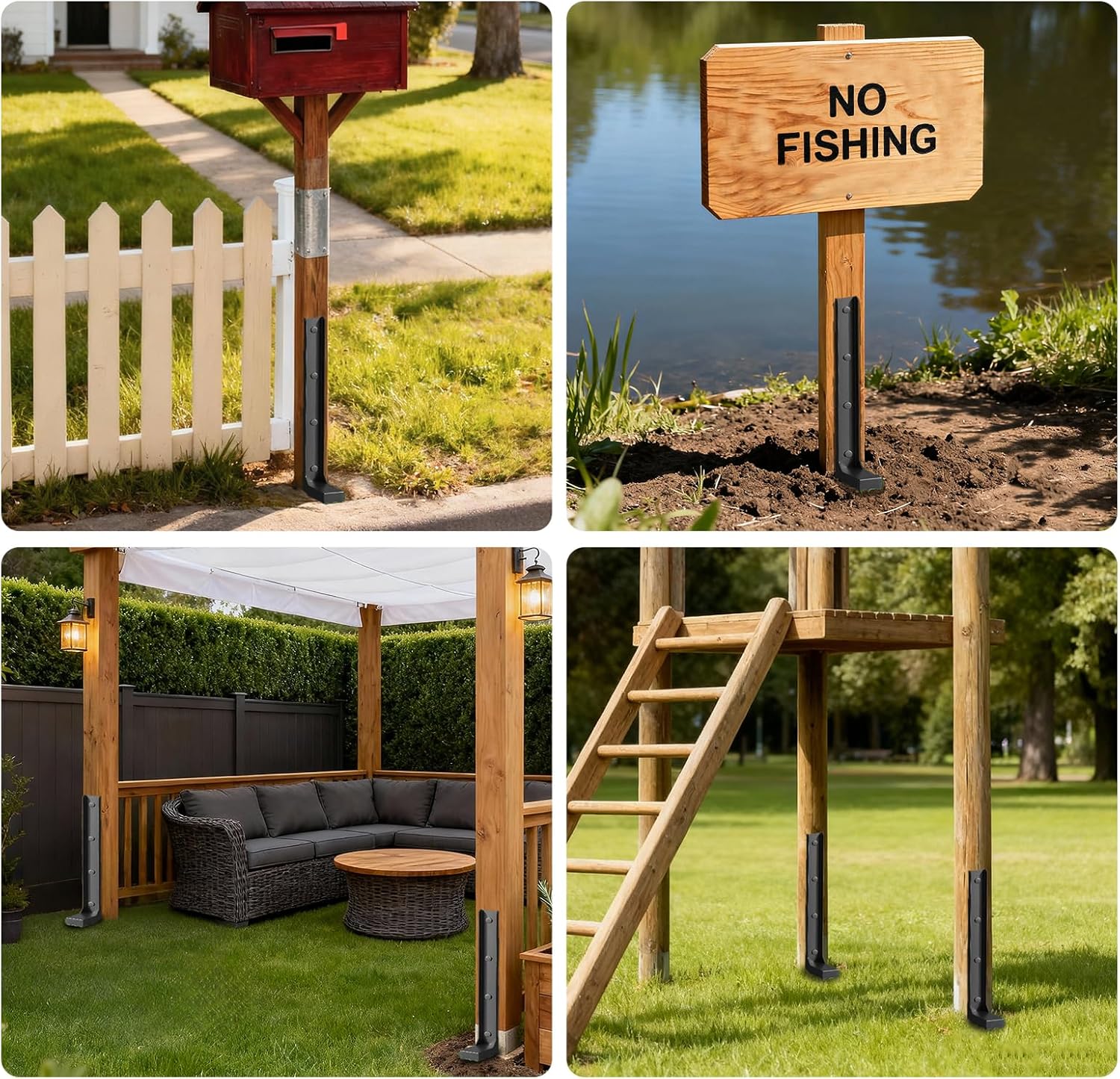 Fence Post Repair Kit for Wooden Posts, 33.6" Thickened Anchor Ground Spike for Repairing Tilted & Broken Wood Posts, No Digging Required (2PCS)