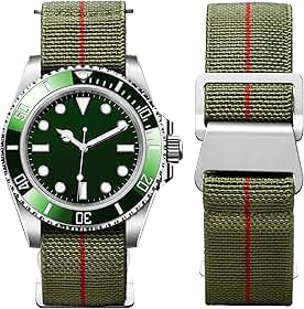 Pulseira de relógio de nylon de tecido elástico à prova d'água, pulseira de relógio de substituição militar para homens e mulheres, fivela prata e preta 18 mm 20 mm 22 mm