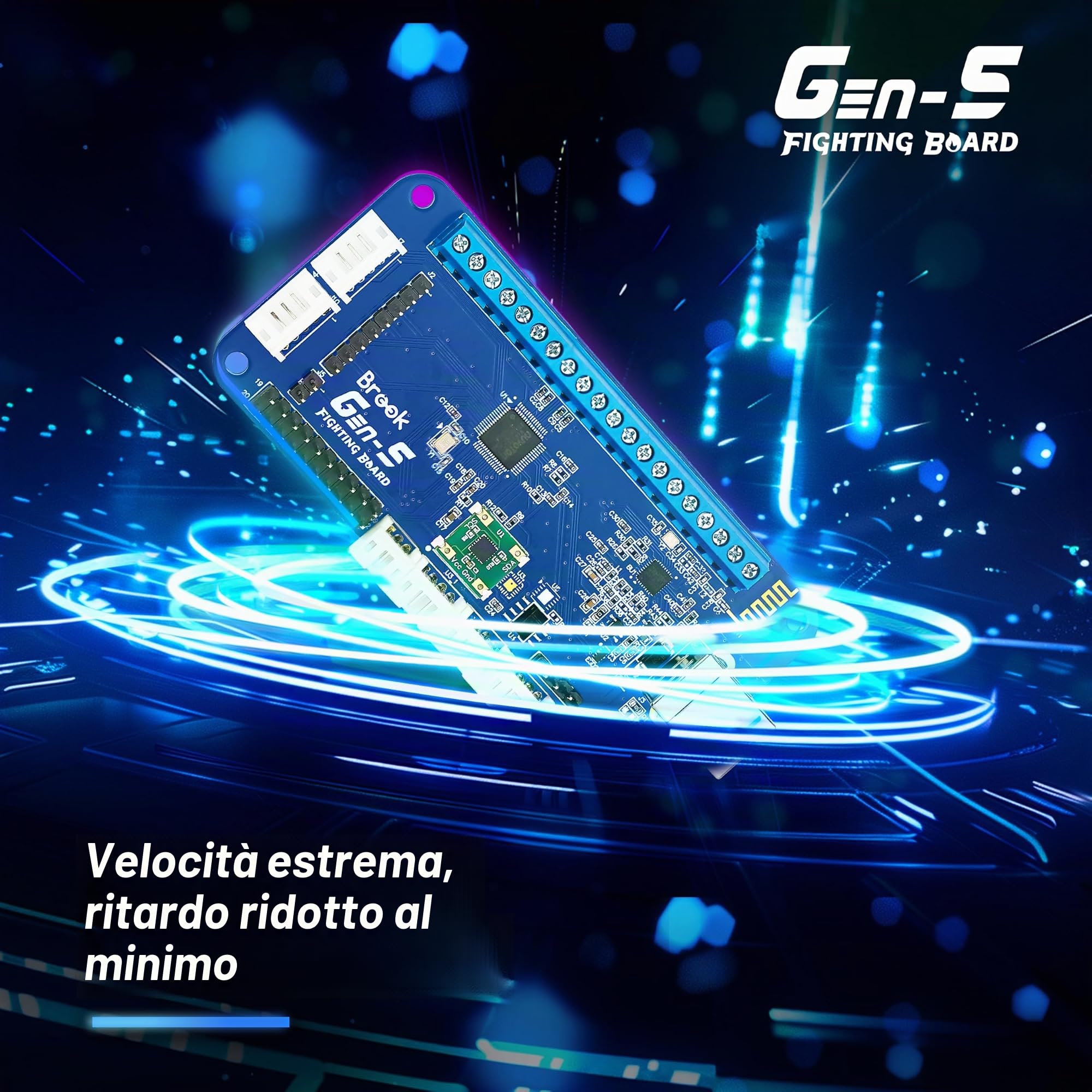 Brook Gaming GEN 5 Fighting Board con adesivo RGB - Supporto multipiattaforma per PS5, PS4, Switch, Switch 2 e PC - Ingresso ultraveloce per il gioco competitivo 【Versione esclusiva】