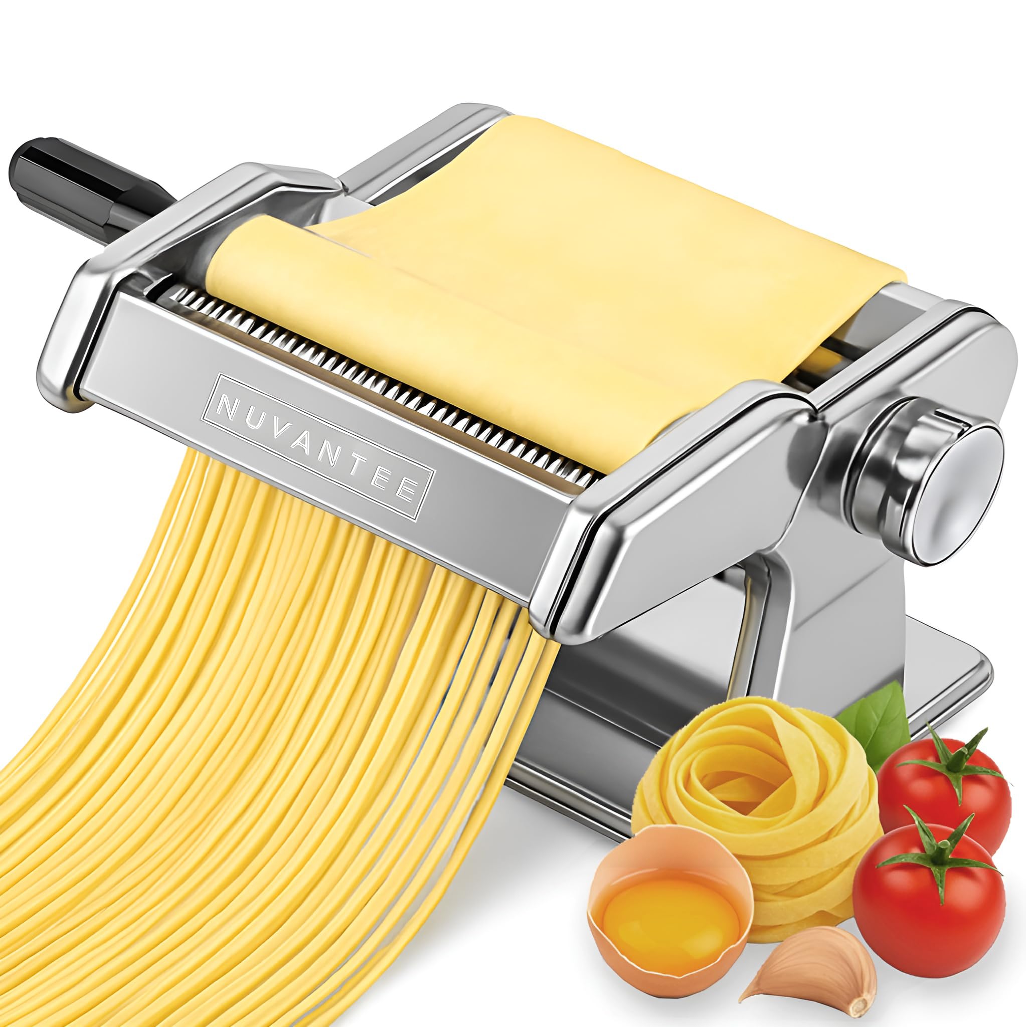Nuvantee Pasta Maker with 7 Adjustable Thickness Settings - 2 in 1 Noodle Maker with Rollers and Cutter, Make Spaghetti, Fettuccini, Lasagna, & More