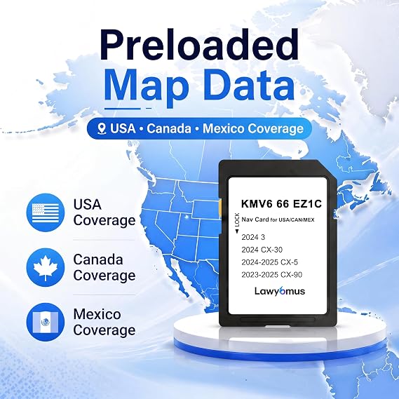Support GPS Navigation SD Card 2024 3 / CX30, 2024-2025 CX5, 2023-2025 CX90, USA/CAN/MEX Map