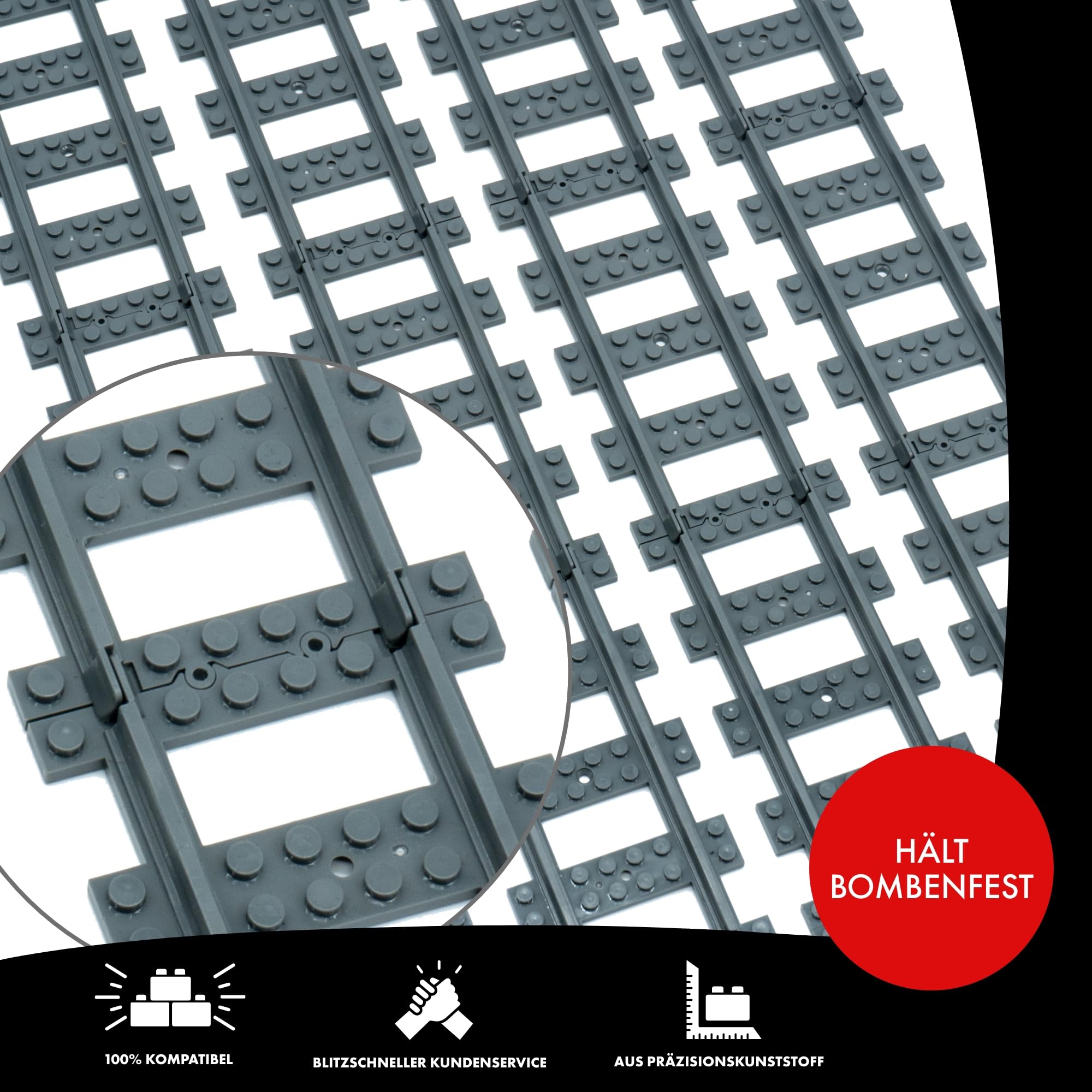 Lonestar Klemmbausteine Schienenkreis XL, City Schienen Set, kompatibel mit Klemmbausteinen, großes Eisenbahn Erweiterungspaket, Robustes Schienenset für kreative Landschaftsprojekte | Kompatibel mit Klemmbausteinen, Großes Eisenbahn Erweiterungspaket, Fü