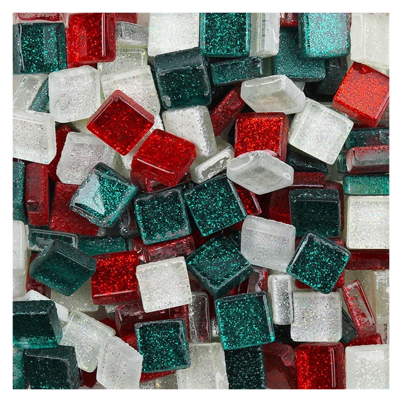 Sppeoukj Color1 50Pcs Diy Mix Color Glitter Glass Mosaic Stones Mosaic Tiles Glass Pebbles Crafts Material Puzzle(Color1)