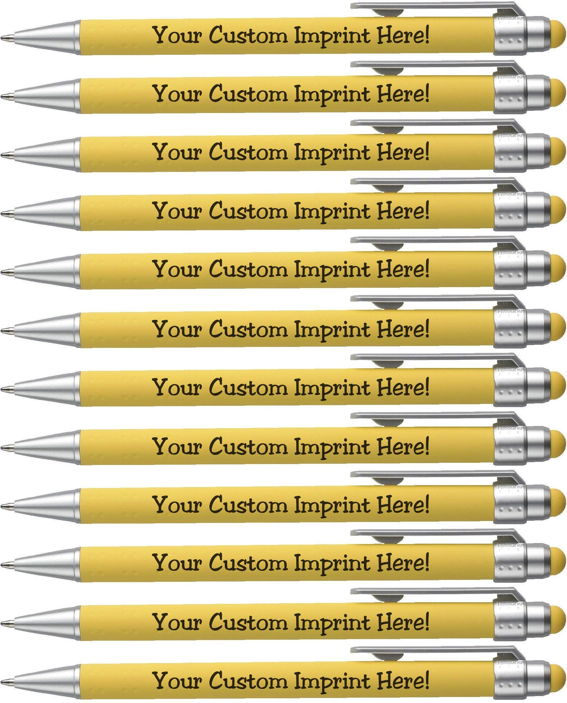 ExpressDesigns™ - Pastel Personalized Pens with Stylus - Soft Touch Design - Custom Printed Name Pens with Black Ink - Imprinted with Logo or Message