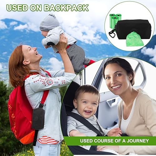 Miniatura 5 de Juego de 3 dispensadores de bolsas de pañales con 135 bolsas de basura para desechos de bebés con gancho para regalo de recién nacido