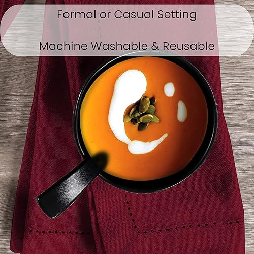 Miniatura 7 de Dine n Decor Juego de 12 servilletas de cena de tela con dobladillo, 100% algodón - suaves, duraderas, lavables - ideales para eventos, bodas, días