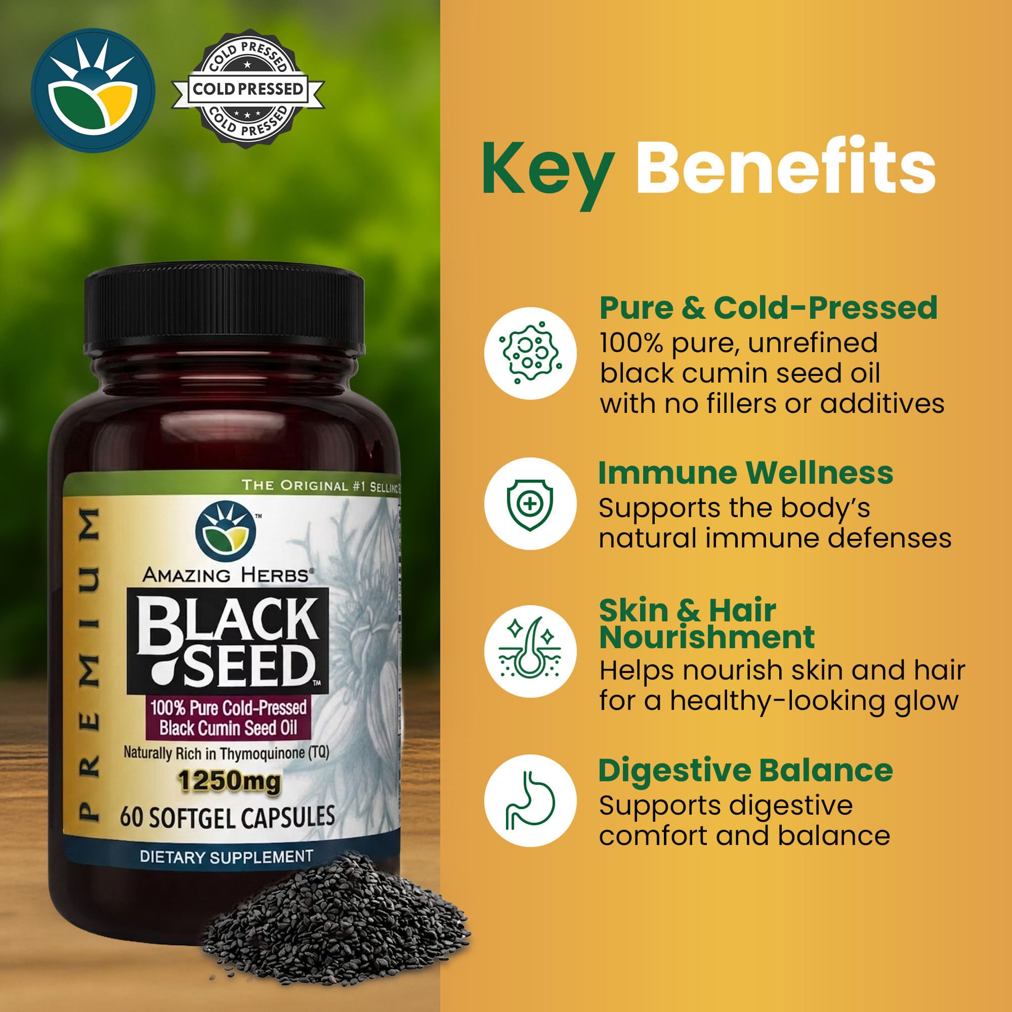 Amazing Herbs Premium Black Seed Oil - 90 Count Softgels, 500mg — Amazon image 6