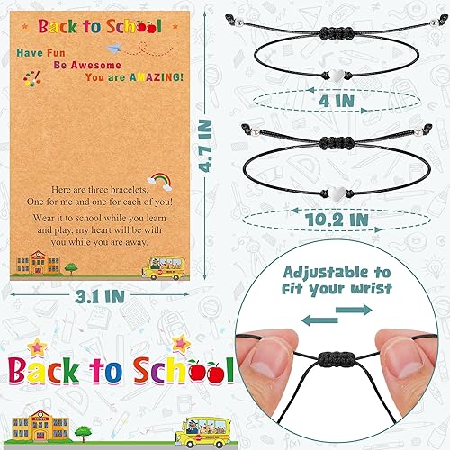 Miniatura 2 de Suministros de regreso a clases, pulsera de regreso a la escuela, mamá y yo, juego de pulseras de deseos a juego de Prek, pulsera ajustable para