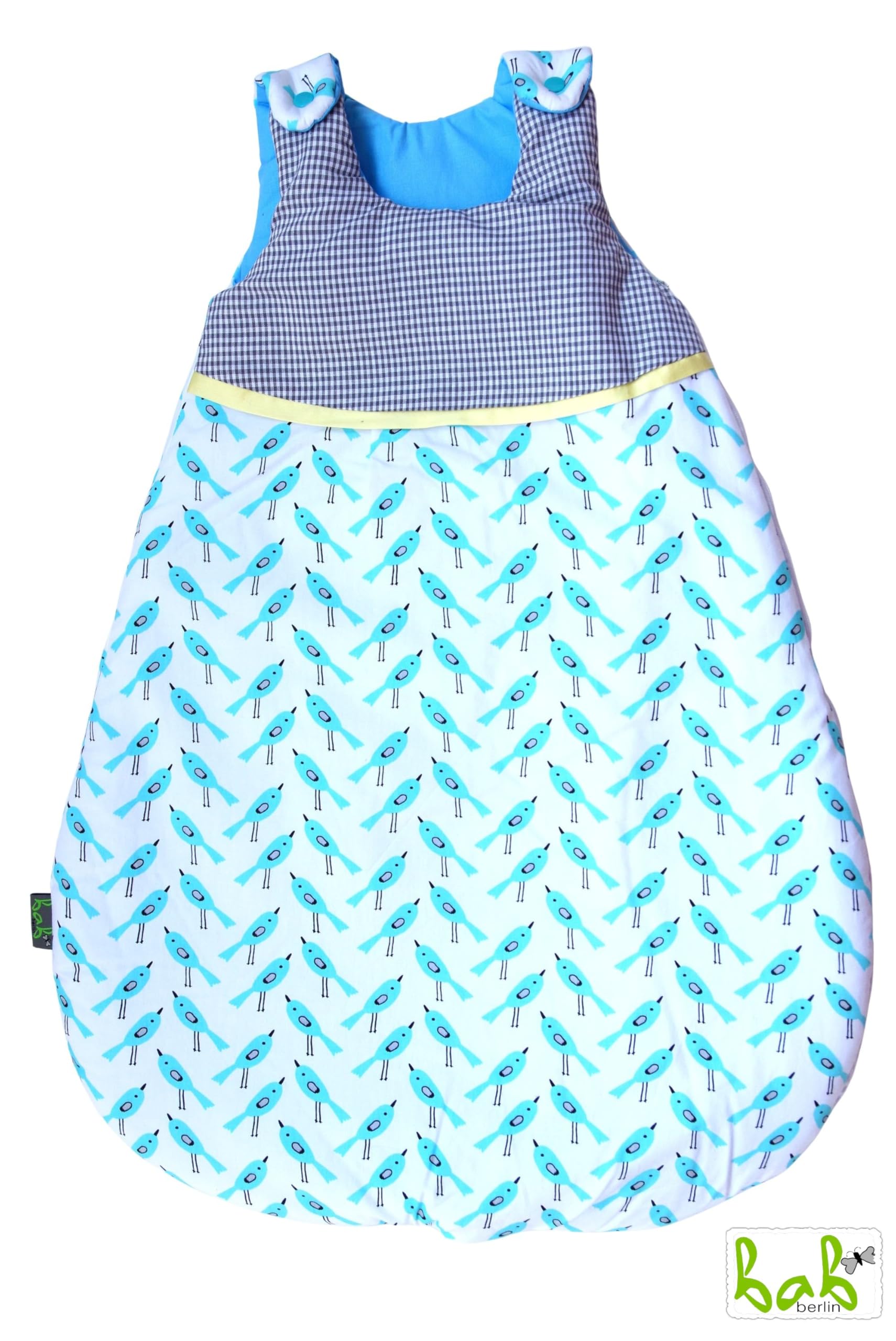 Baby Schlafsack Gr. 70 gefüttert für Mädchen oder Jungen, auch als Set mit Schmusetuch Handmade bab-Berlin
