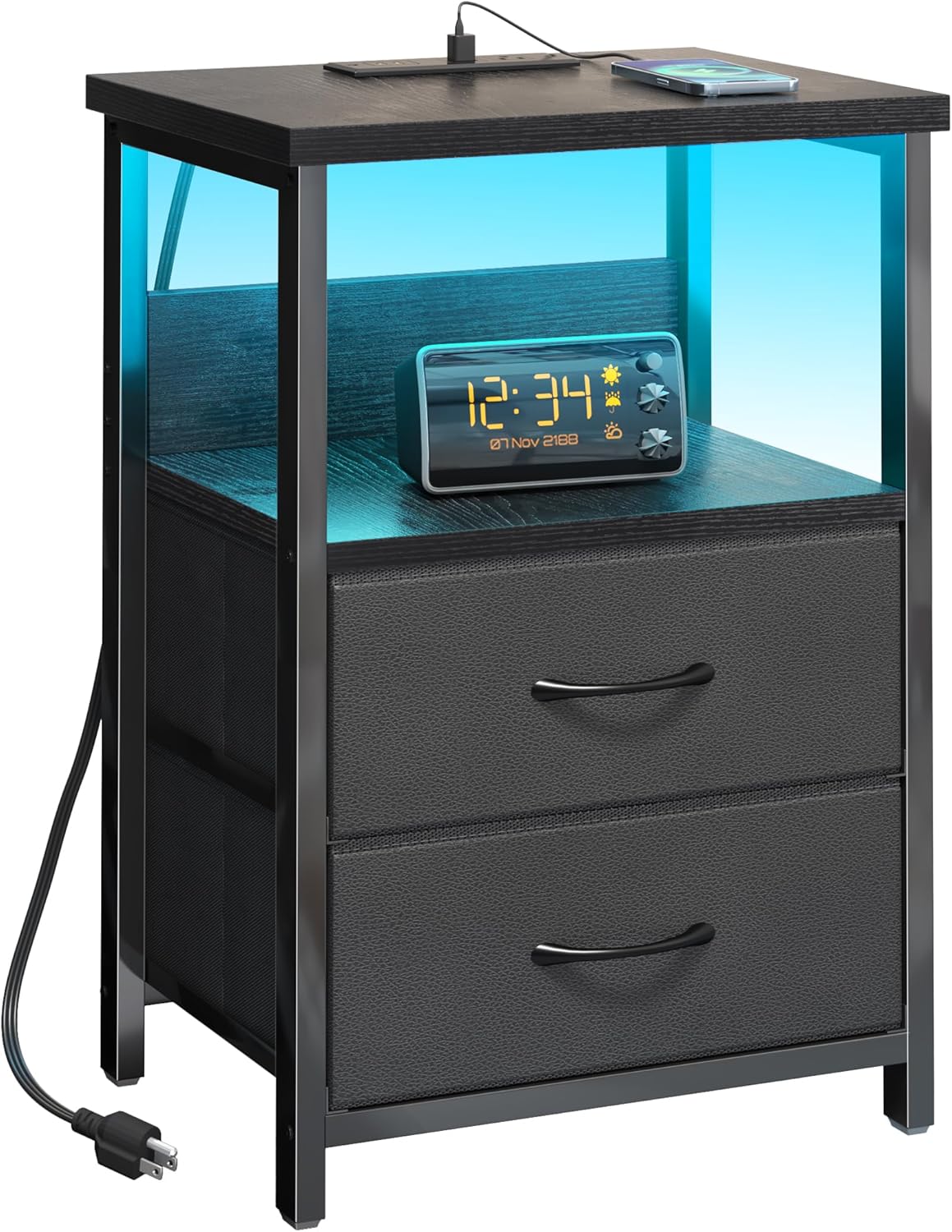 Fixwal Night Stand with Charging Station from my nightstands furniture roundup