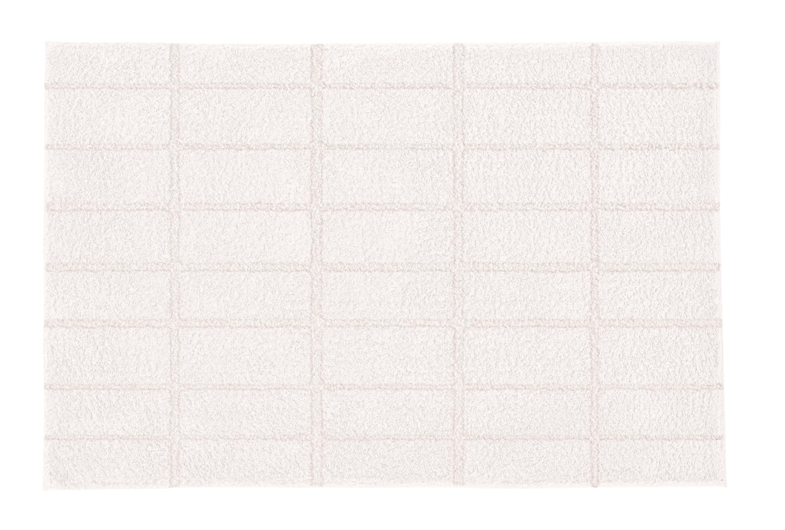 Kleine Wolke Badteppich Tiles Natur 60 x 100 cm | OEKO-TEX zertifiziert, rutschhemmende Unterseite, für Fußbodenheizung, maschinenwaschbar, 100% Baumwolle