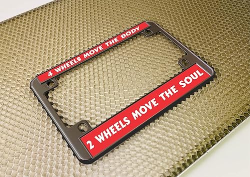 Miniatura 3 de Marco de matrícula de metal para motocicleta, grabado con láser, tamaño estándar, con diseño de texto personalizado, acabado color plomizo, texto