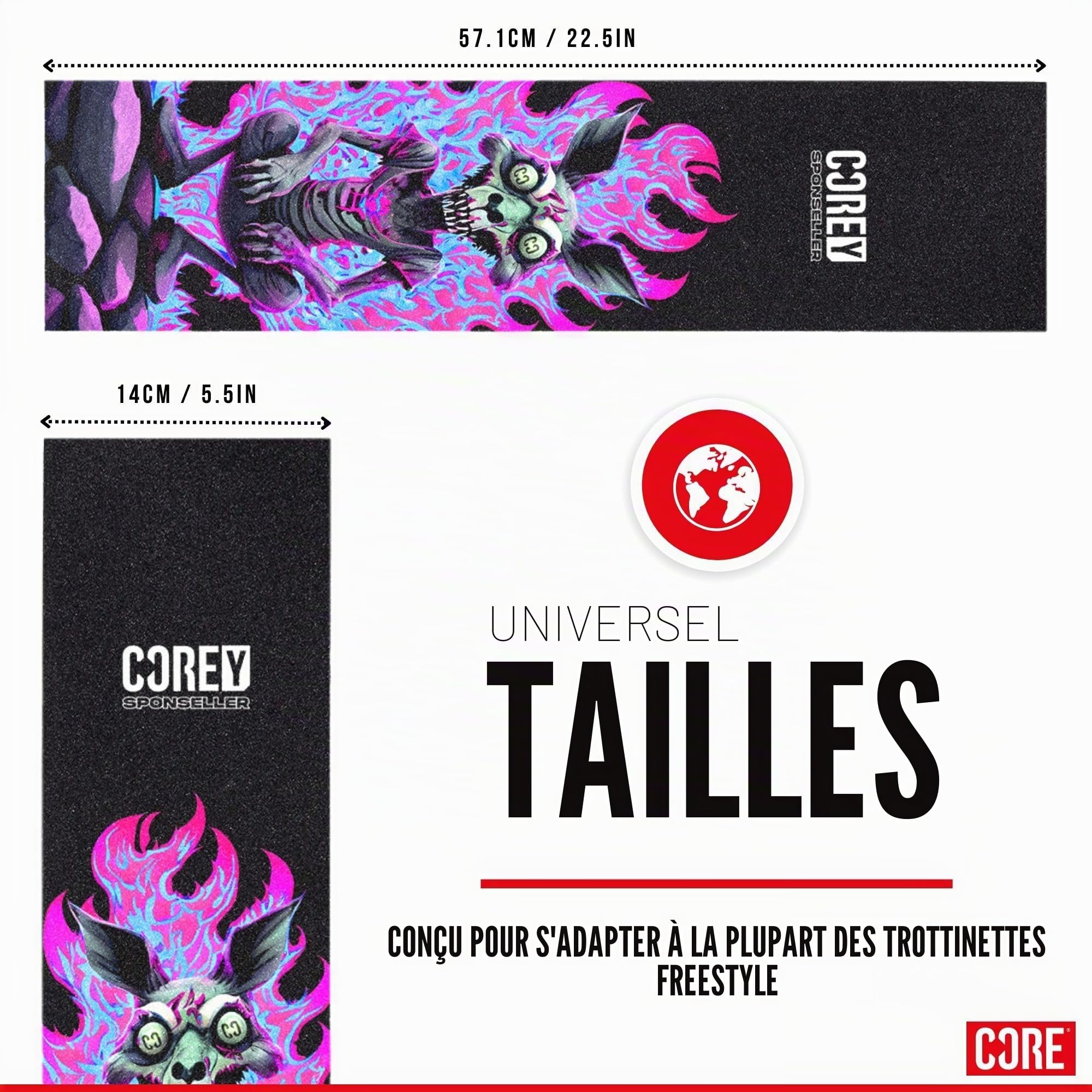 Core Bande antidérapante pour trottinette - Ajustement universel - Plusieurs designs - Super adhérent - Antidérapant