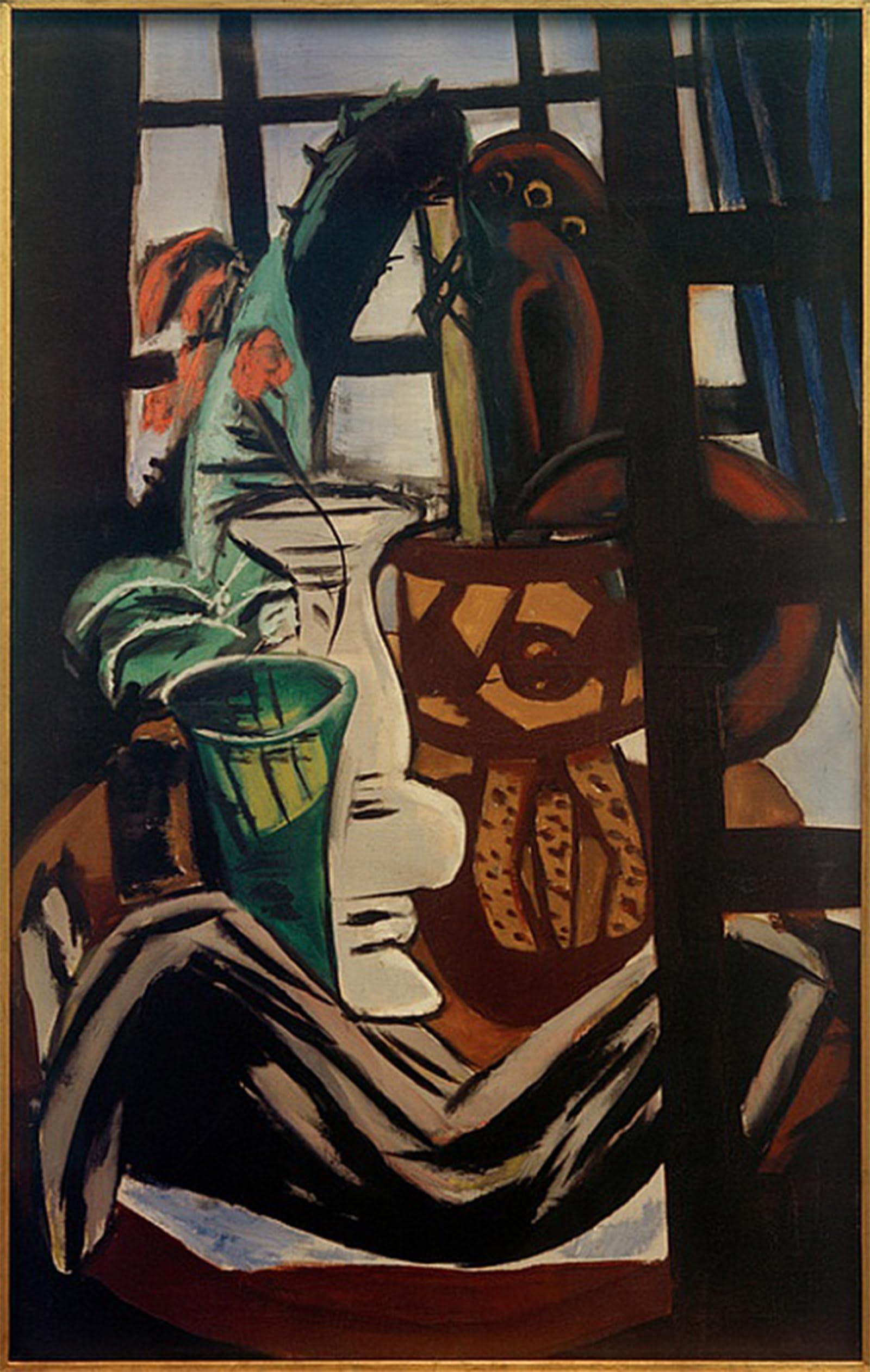 ARTXLXXBN Famous Painting Art Wall Decor Abstract Art Picture Studio with Table and Glasses by Max Beckmann Animal Pictures for Home Decor 60x90cm