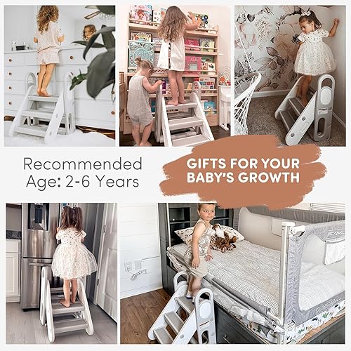 Miniatura 2 de Mloong Taburete plegable para fregadero de baño, fácil de plegar y antideslizante, taburete de entrenamiento para ir al baño, escalera ajustable