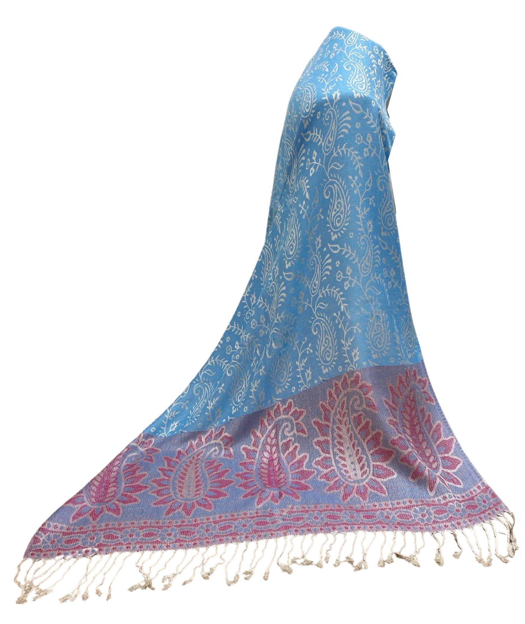 World Of Shawls Women's Turquoise Paisley Elegance Luxurious Pashmina Feel Shawl For Timeless Style & Cozy Warmth For (Turquoise)