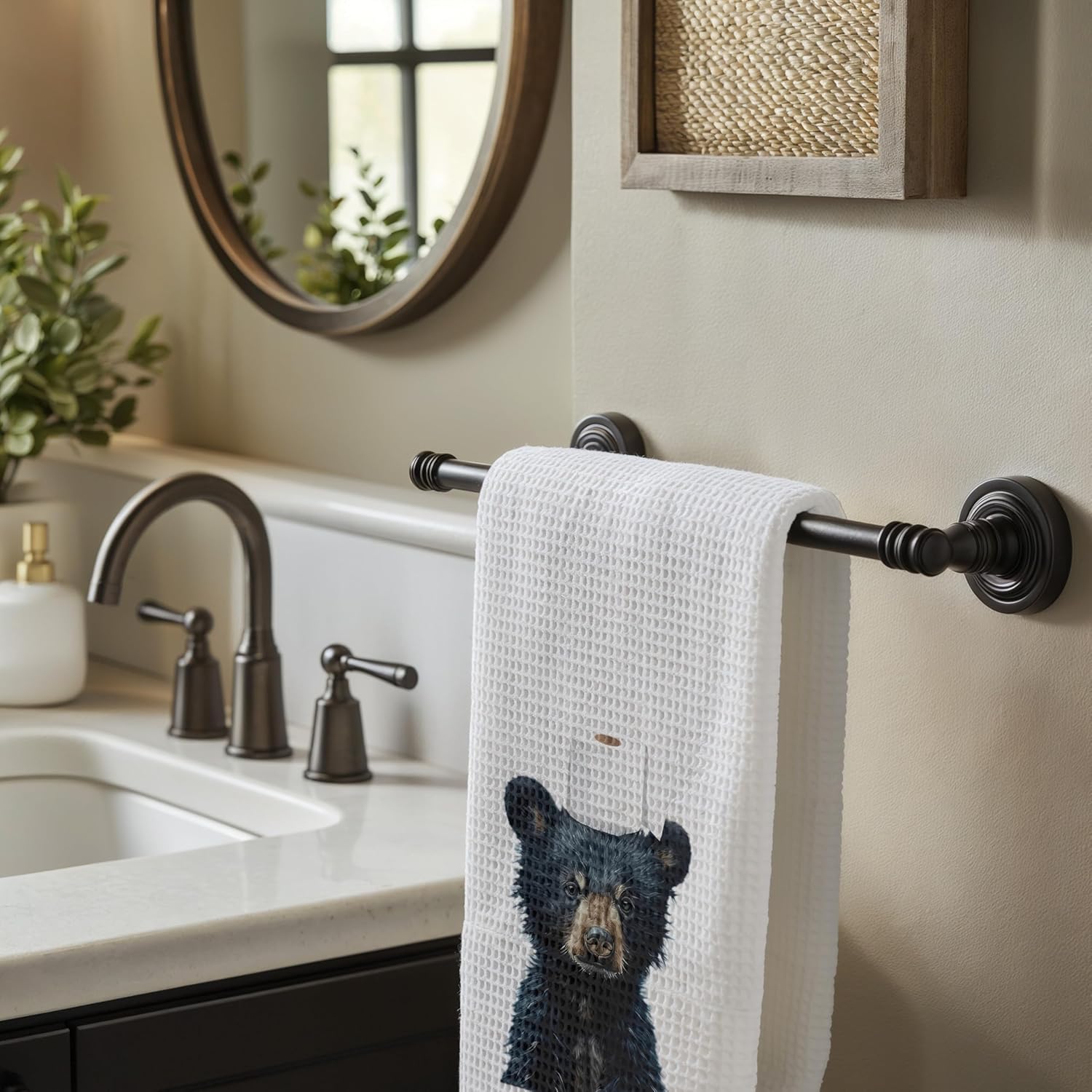 Black Bear Bathroom Hand Towels, Wild Animal Black Bear Hand Towels for Bathroom Washroom Restroom Decor, 16x24 Inch, A012 - Image 4