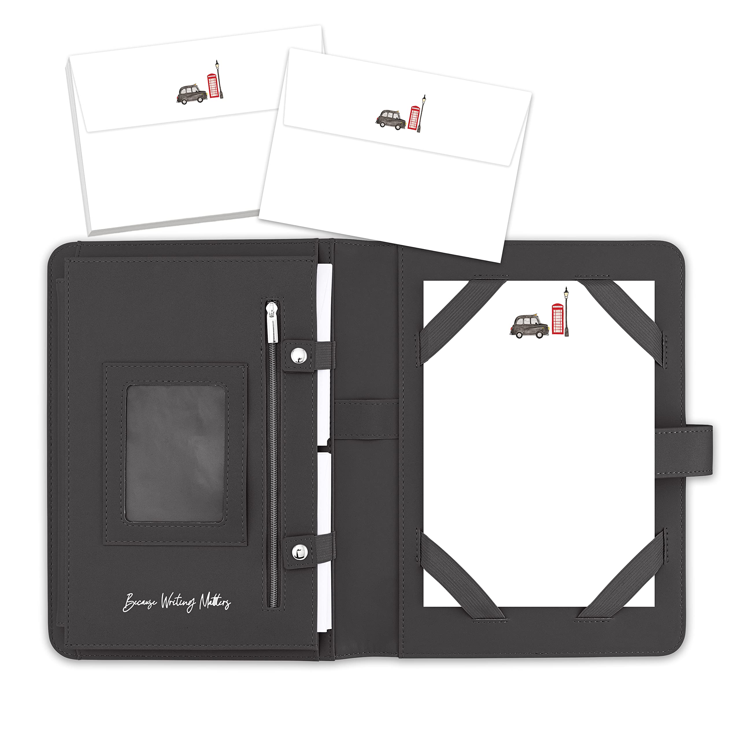 Me Loovely London Icon Letter Writing Paper and Envelopes Set A5 Size Papers Stationery Writing Supplies for School Home & Office | (20 Letters & 20 Envelopes with Black Organiser) โ image 1