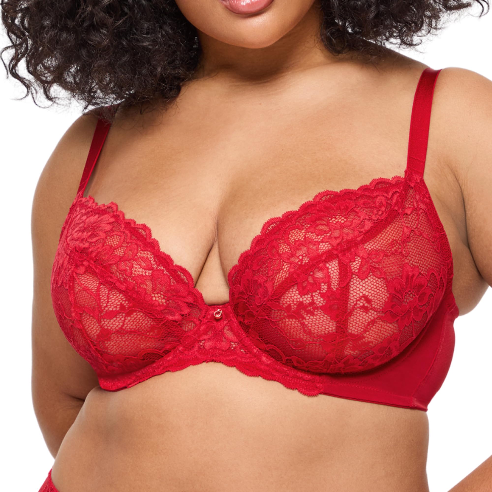 Ann Summers Sexy Lace Fuller Bust Non Padded Plunge Bra, Red, Size 42Dd, Women