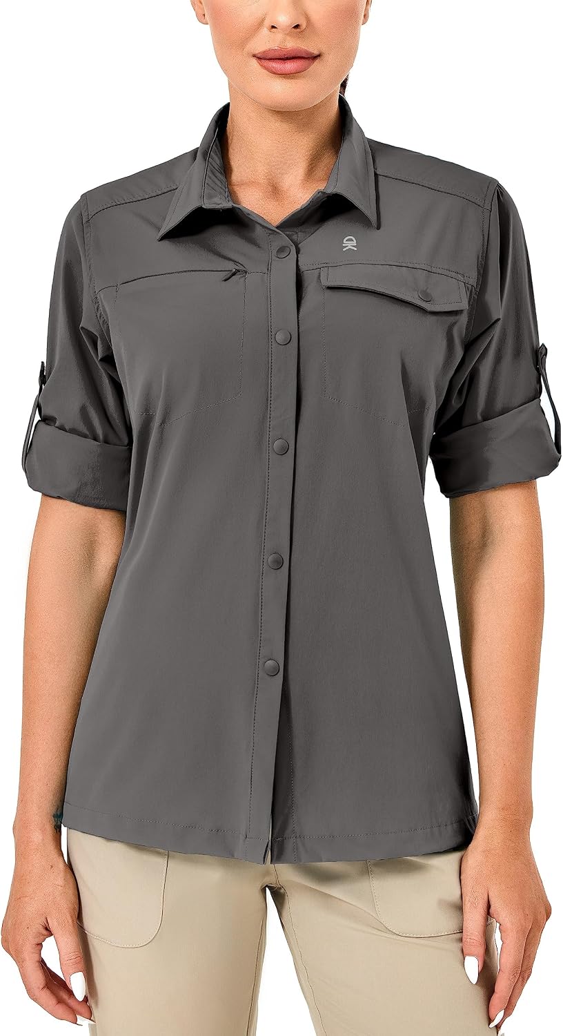 Little Donkey Andy Women's Long Sleeve Travel Shirt, UPF 50+ Safari Shirt, Outdoor Cool Quick Dry Hiking Shirts