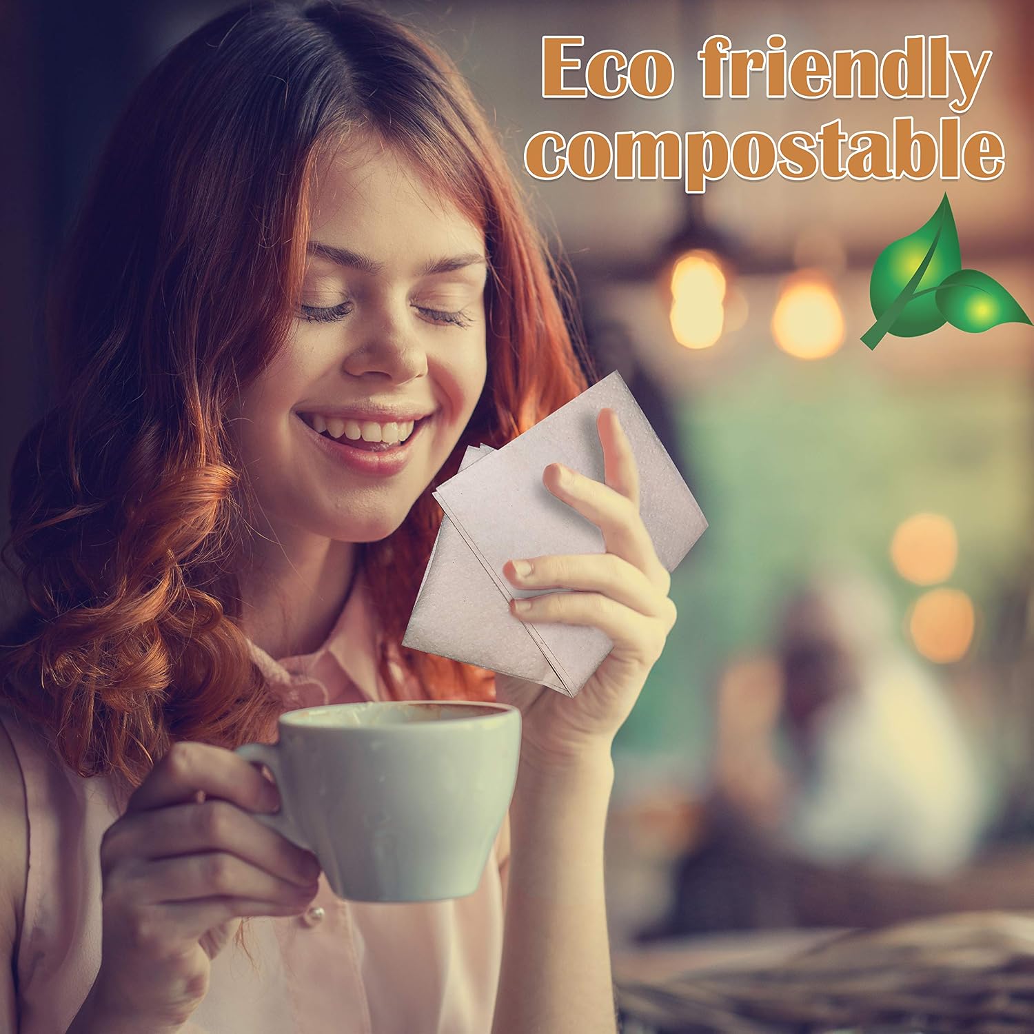 Compostable Biodegradable Unbleached Eco Napkins, 150 Kraft Recycled 15 x 16 Inch Disposable Dinner Napkin