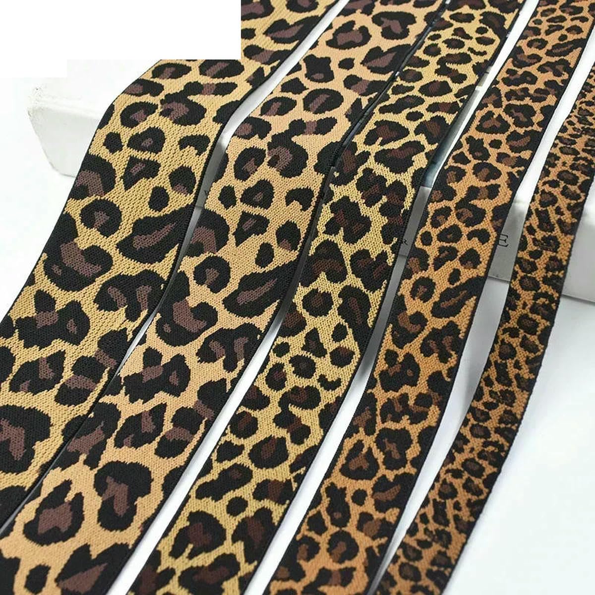 elastyczna taśma krawiecka, Gumka żakardowa do szycia wielokolorowa 15-50mm 2-200 metrów DIY(KY895-Leopard 20mm,200Meters)