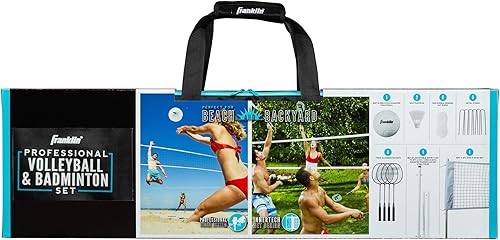 Miniatura 7 de Franklin Sports - Juego de voleibol + bádminton - Patio trasero + playa al aire libre voleibol + red de bádminton - Bádminton portátil + red de