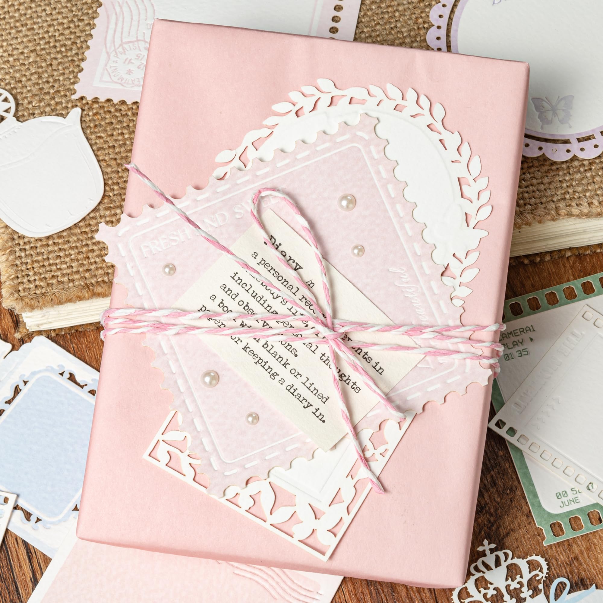Vintage Scrapbook Paper Sheets Window Cutout Stickers