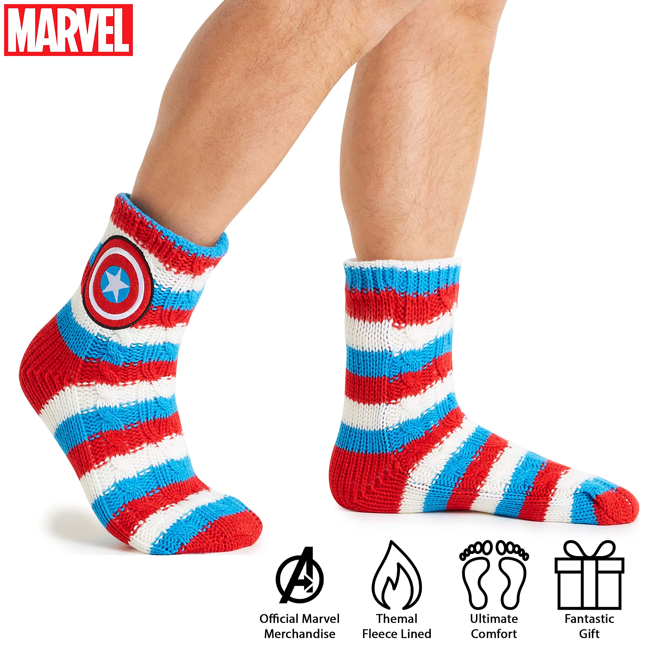 Marvel Calze Uomo Supereroi, Calzini Antiscivolo Uomo a Pantofola