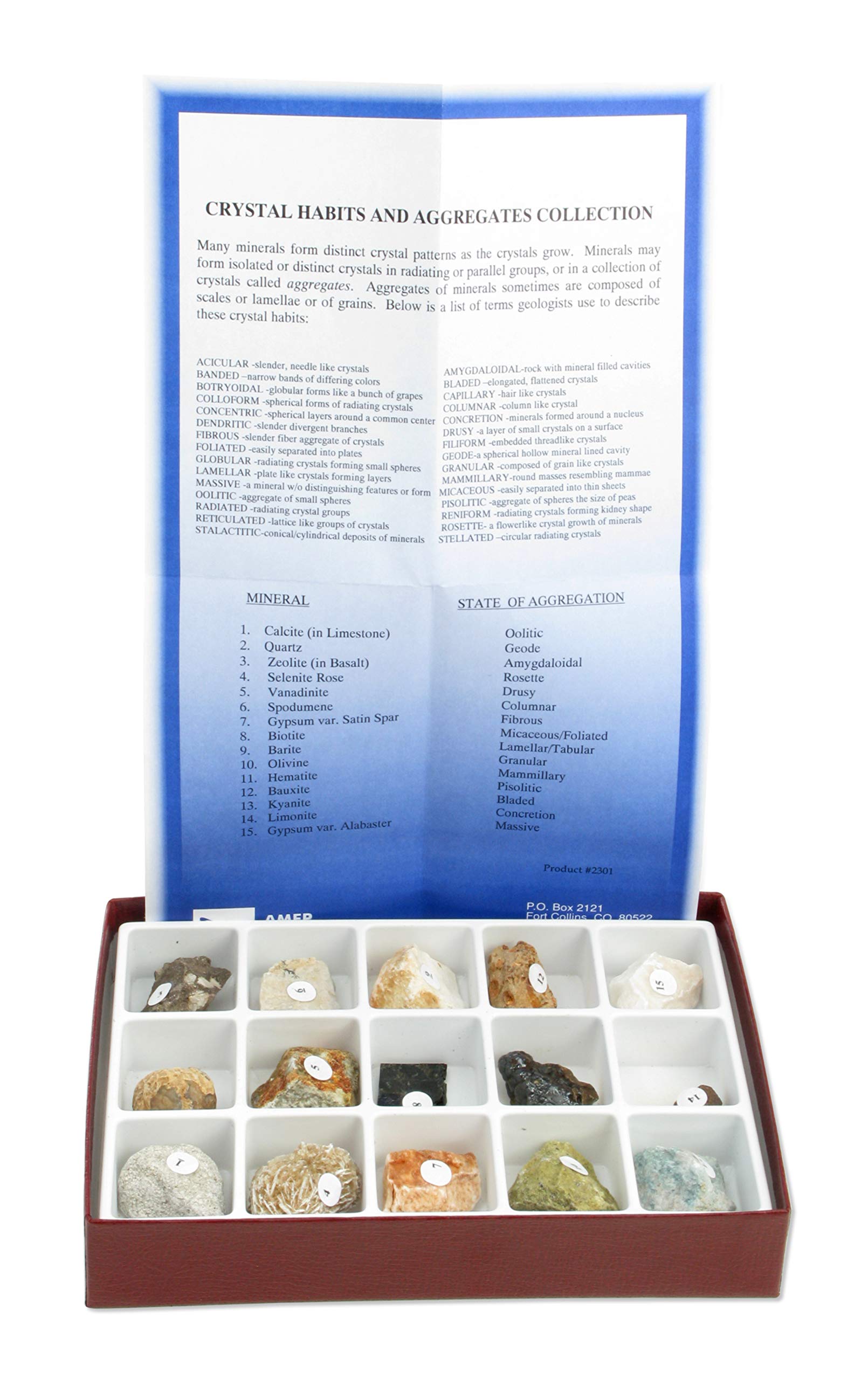 Hubbard Scientific 2301 Crystal and Aggregate Collection 15 pcs.