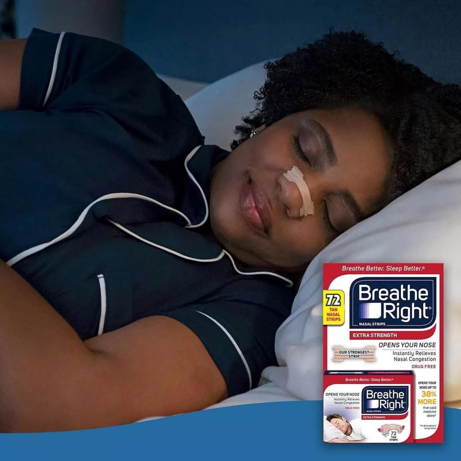 Breathe Right Extra Tiras nasales de fuerza, 72 tiras