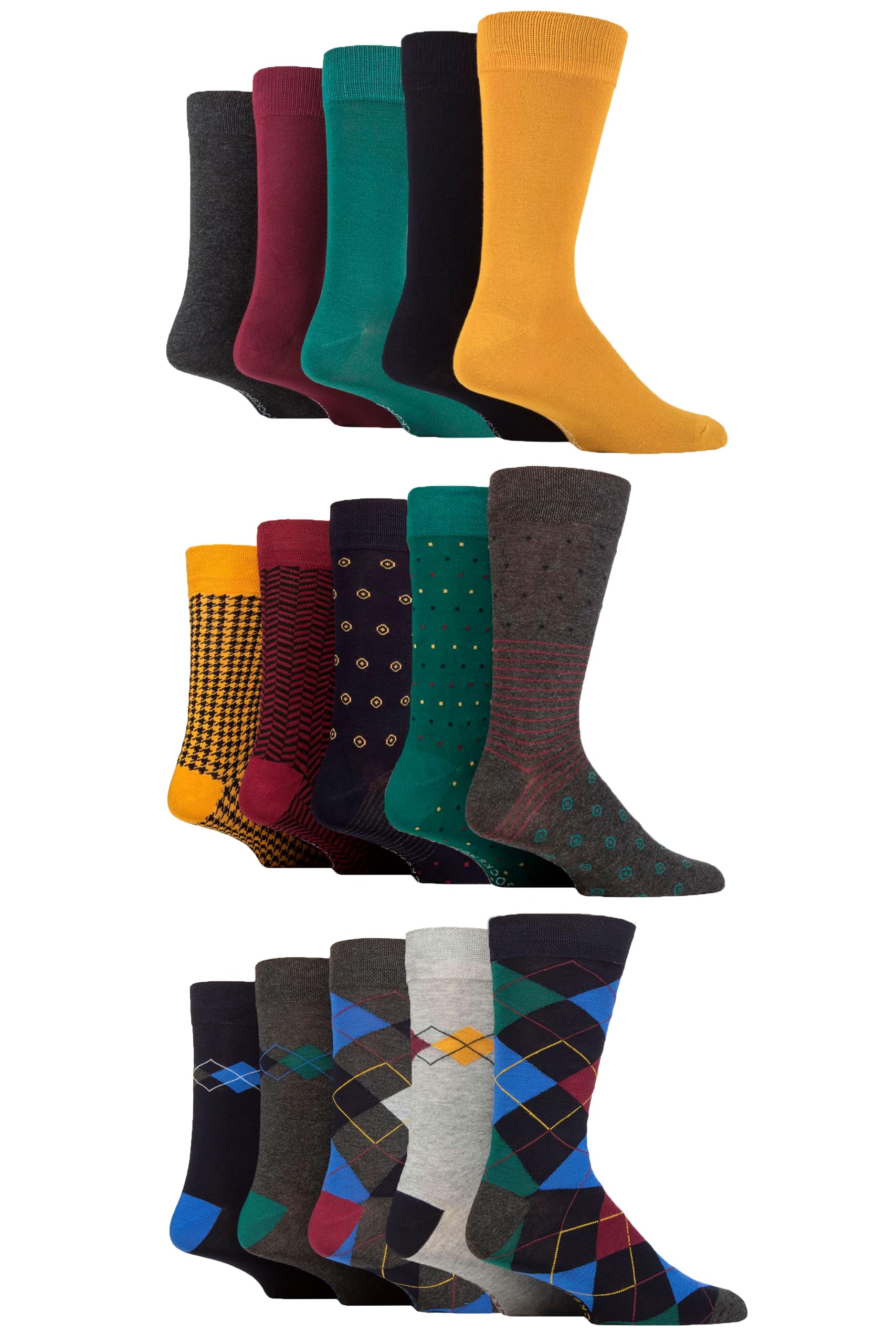 Sockshop Men's Royals Soft Bamboo Socks - Breathable & Cooling In Many Patterns And Colours In Size 7-11 In A 15 Pair Multipack 7-11