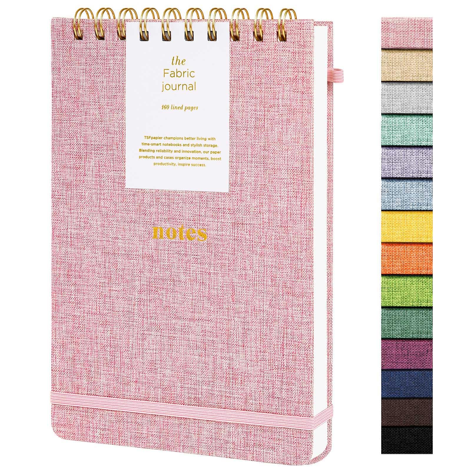 Quaderno a spirale A5 con copertina rigida, 160 pagine, carta spessa 100 g/m², con elastico e portapenne, quaderno a righe per lavoro, scuola, viaggi, rosa