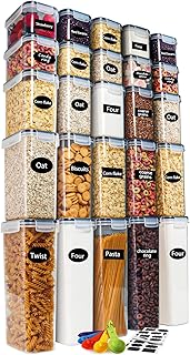 Airtight Food Storage Containers Set with Lids, VERONES 25pcs BPA Free Plastic Cereal Storage Containers Dry Food Canister...