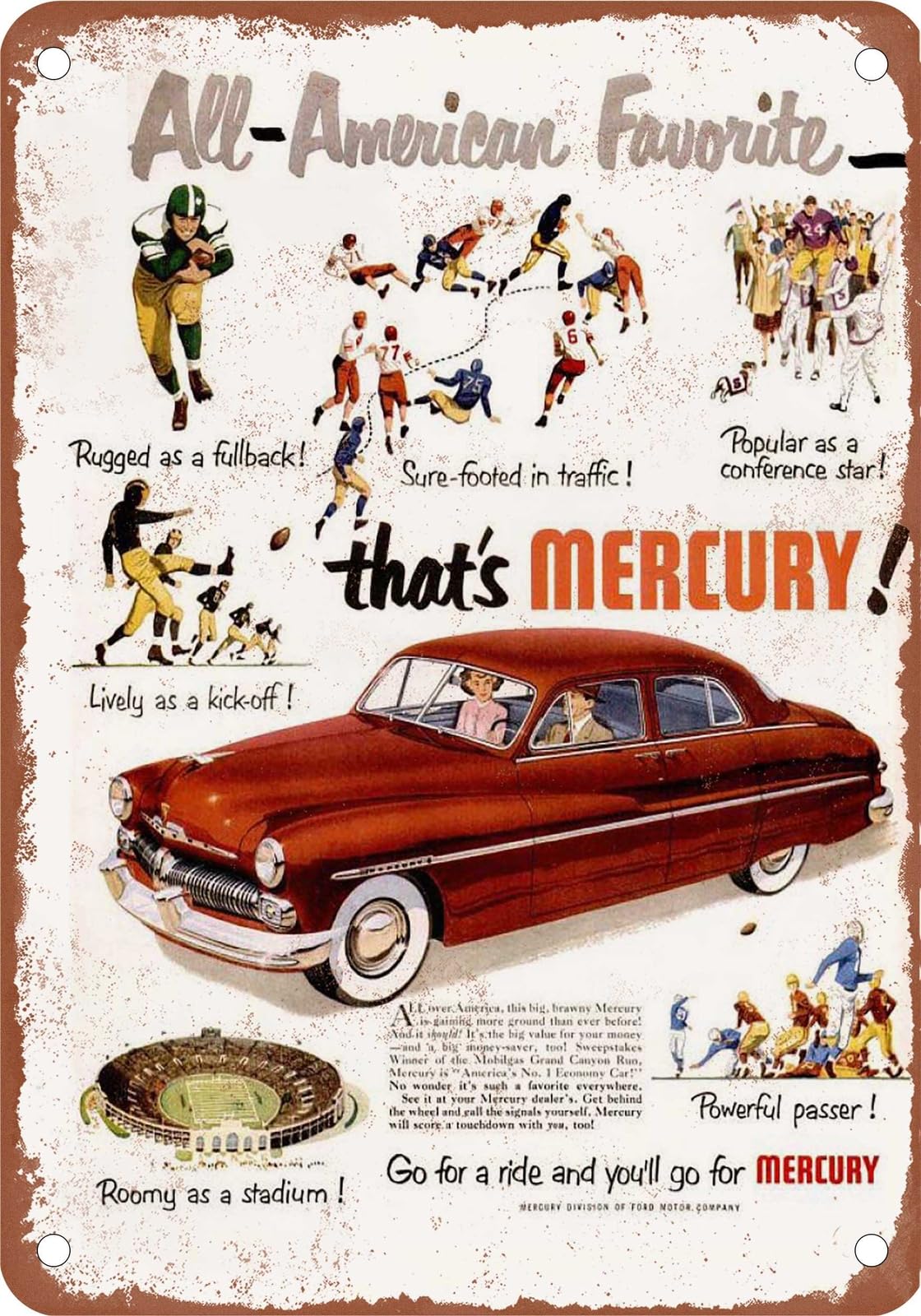 Miaomansenstore Metal Sign - 1950 Mercury Vintage Ad 09 - Old Retro Rusty Look Home Decor