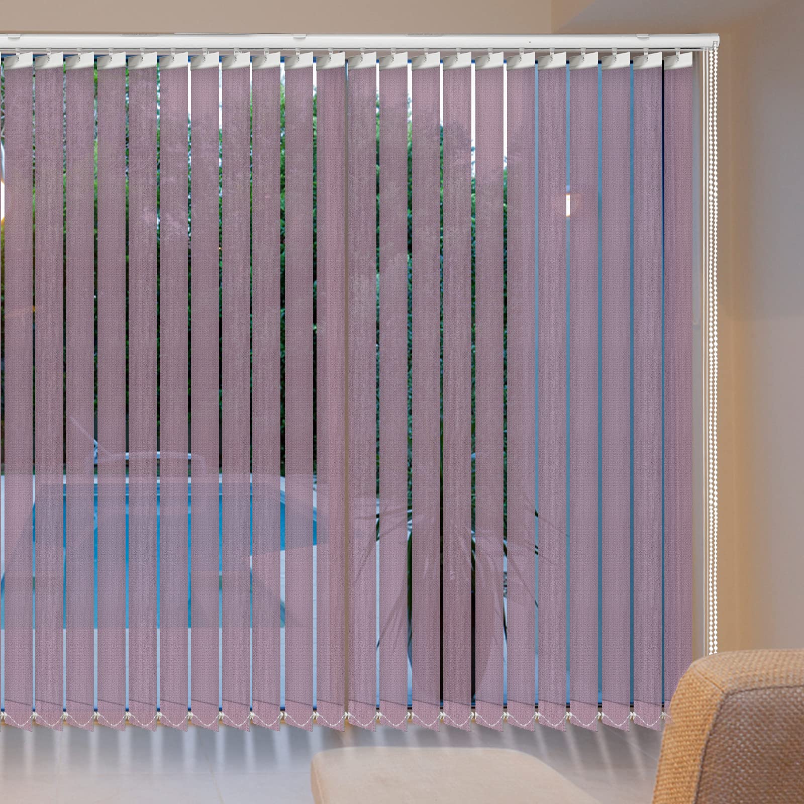 LETAU Cordless Sheer Vertical Window Blinds, Light Fitering, Reduce Sun Glare, UV Protection, Purple Window Shades for Slidding Door, French Window,