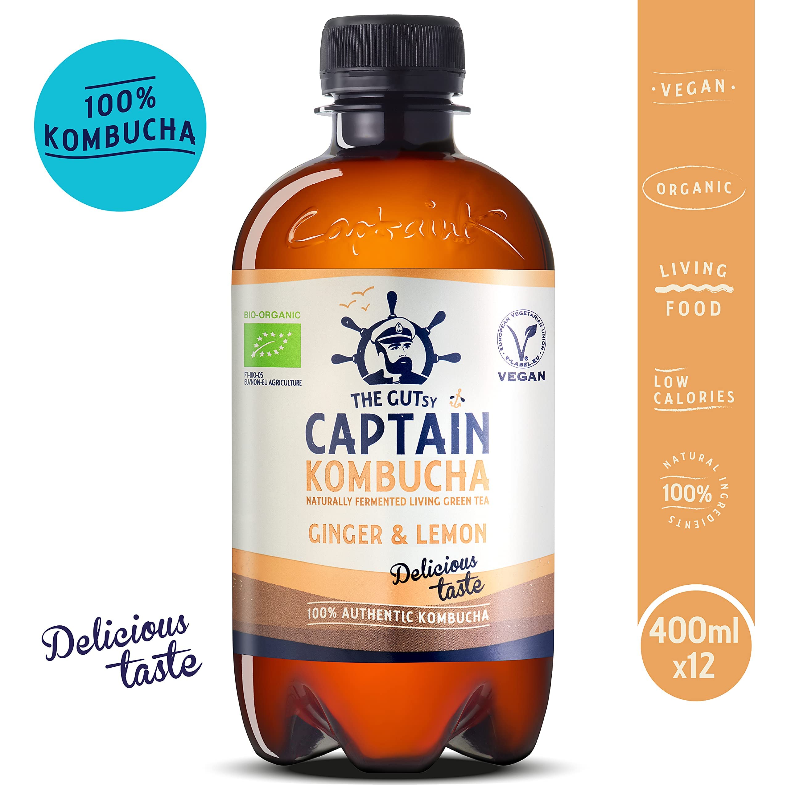Captain Kombucha - Ginger Lemon - 400 mililitres