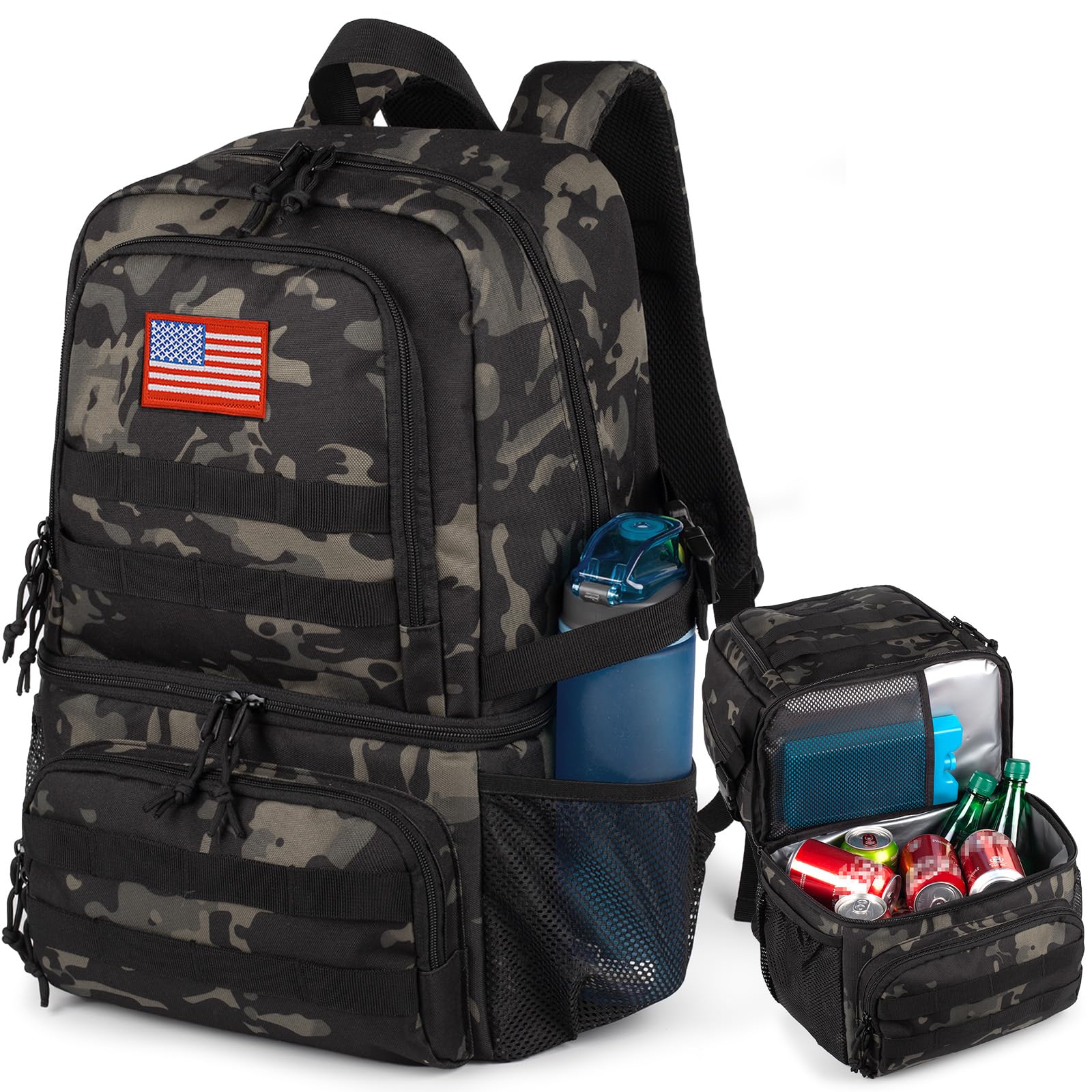 Tactical Double Deck Cooler Backpack for Men,Large Lunch Backpack with 2 Compartment,Soft Cooler Bag