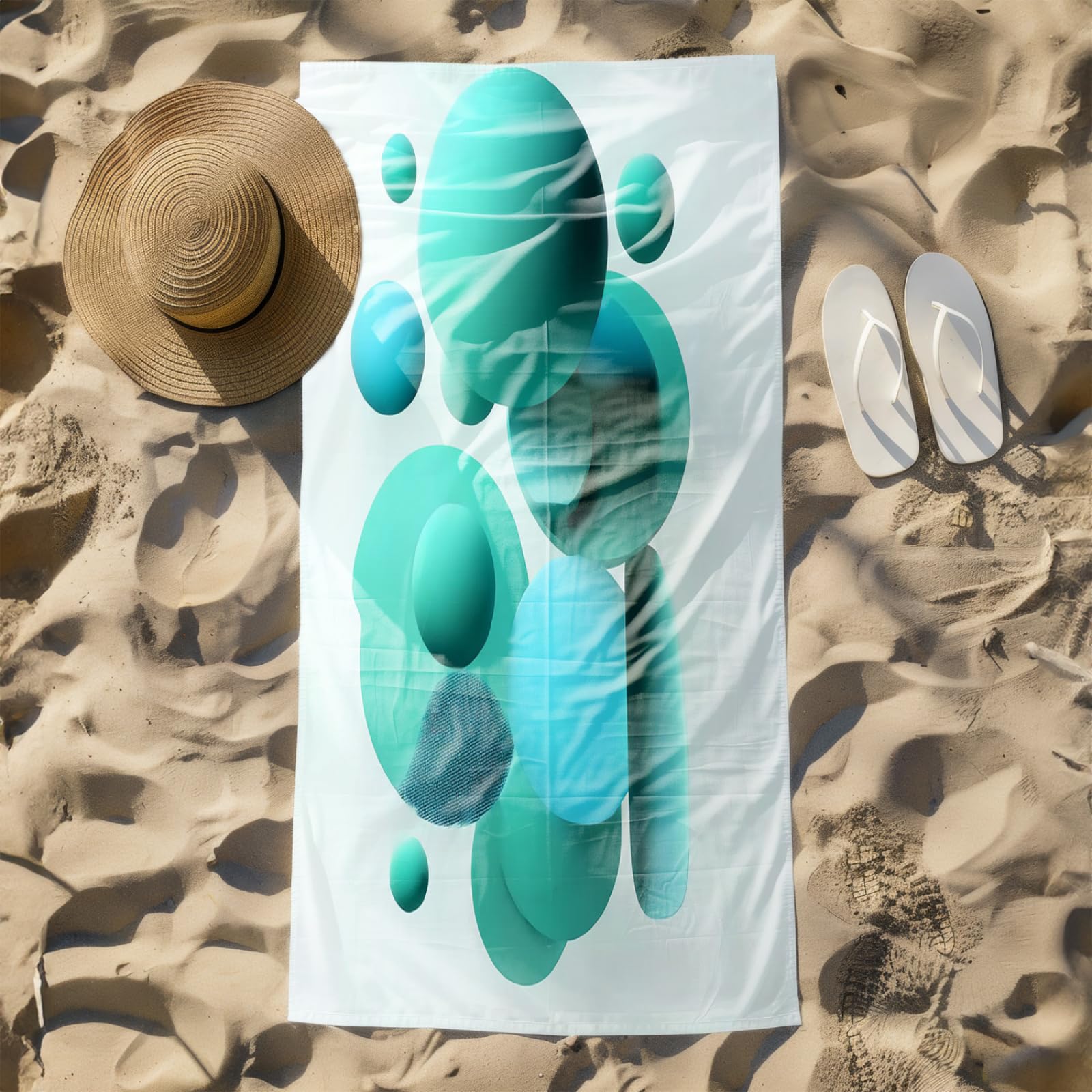 Generisch Telo Mare Microfibra 180X90 Circolo Verde Chiaro Asciugamano da Spiaggia Asciugatura Rapida Telo Mare Antisabbia Morbido e Leggero Adatto Per Yoga in Spiaggia Nuoto