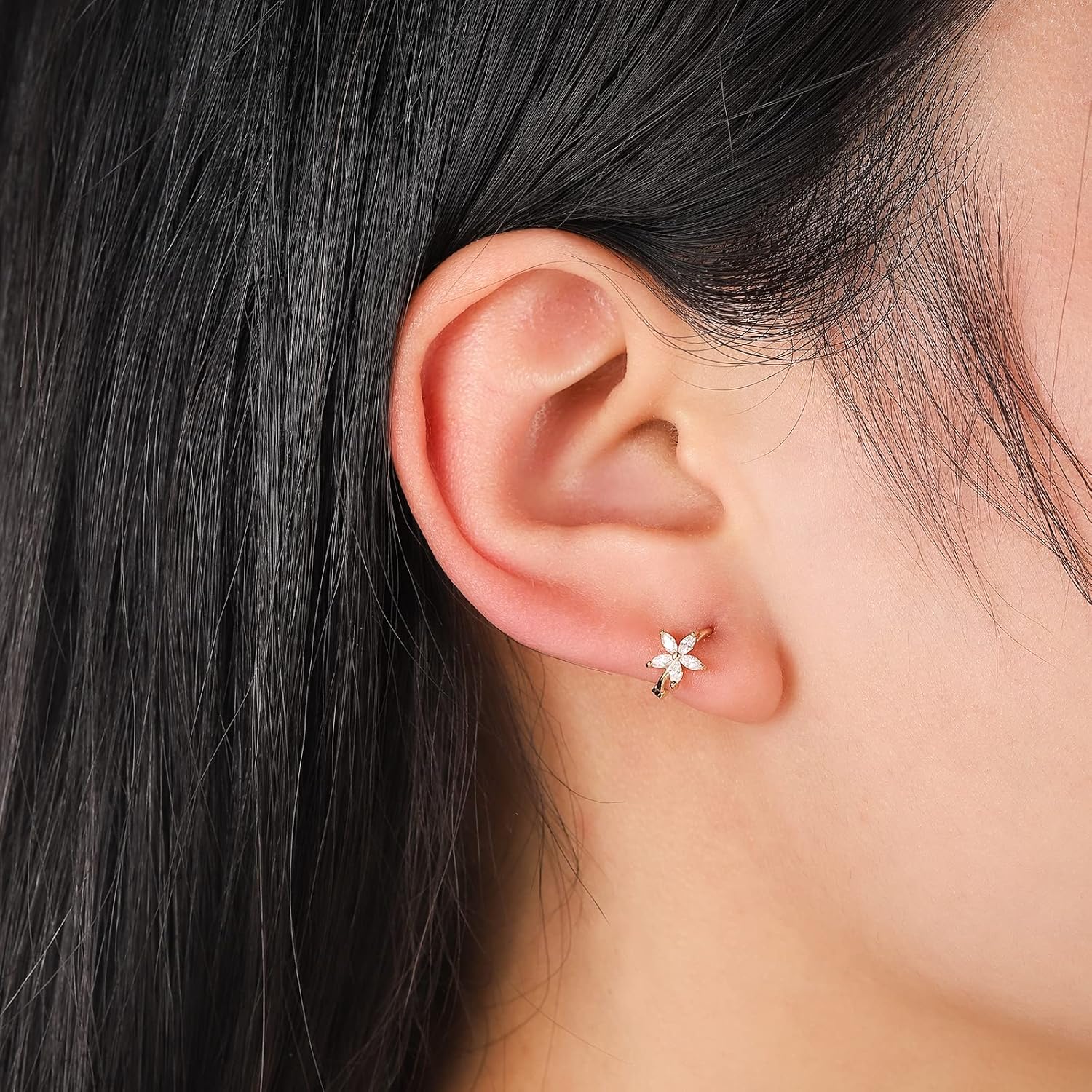 Small Gold Hoop Earrings for Women 14K Gold Plated Hoops Tiny Hypoallergenic Cubic Zirconia Cartilage Huggie Hoop Earrings for Women - Image 5