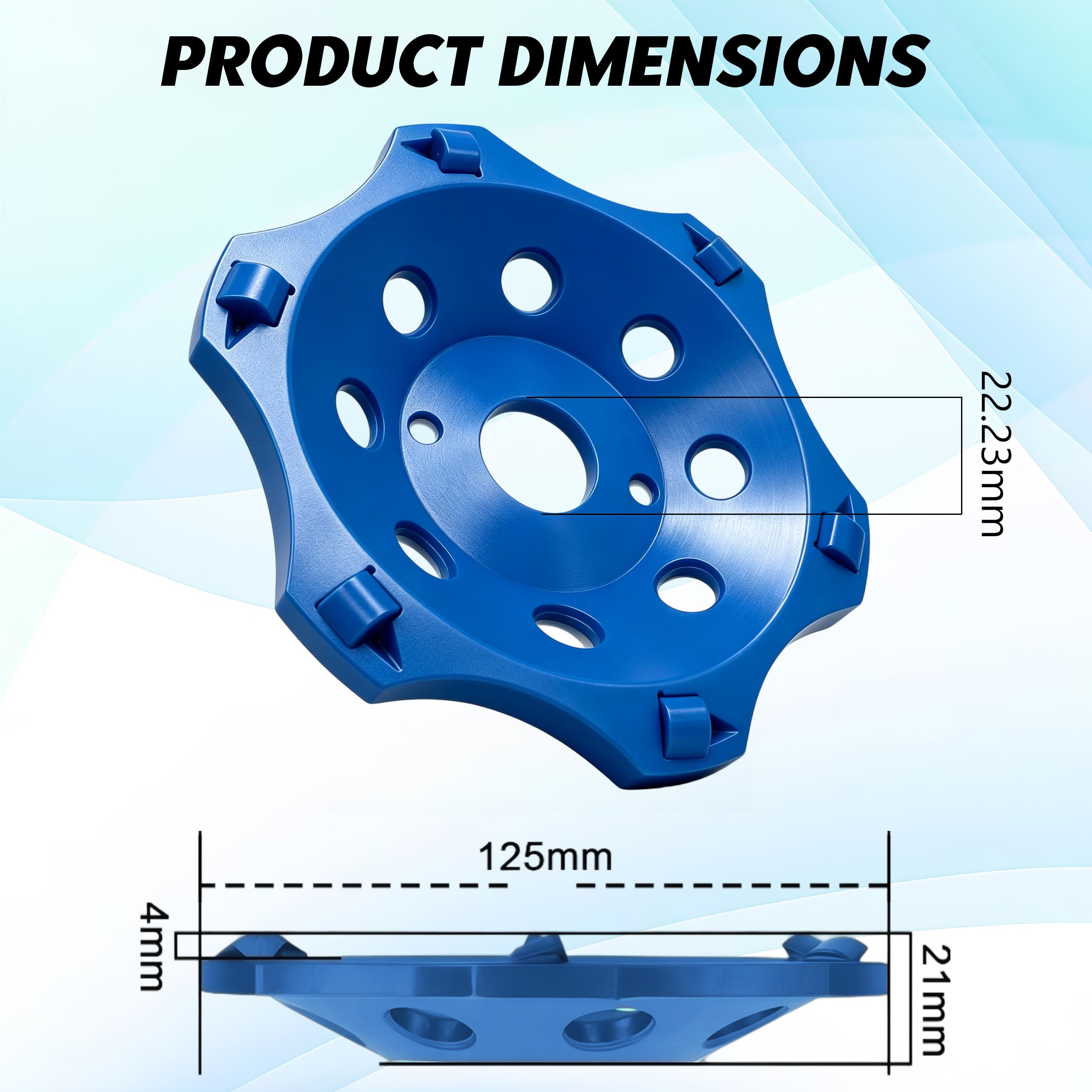 PKD PCD diamentowa tarcza szlifierska 125 mm × 22,23 mm 6 segmentów | Diamentowe tarcze szlifierskie do szlifierek kątowych, szlifierek do betonu, uniwersalne, do betonu, zaprawy murarskiej