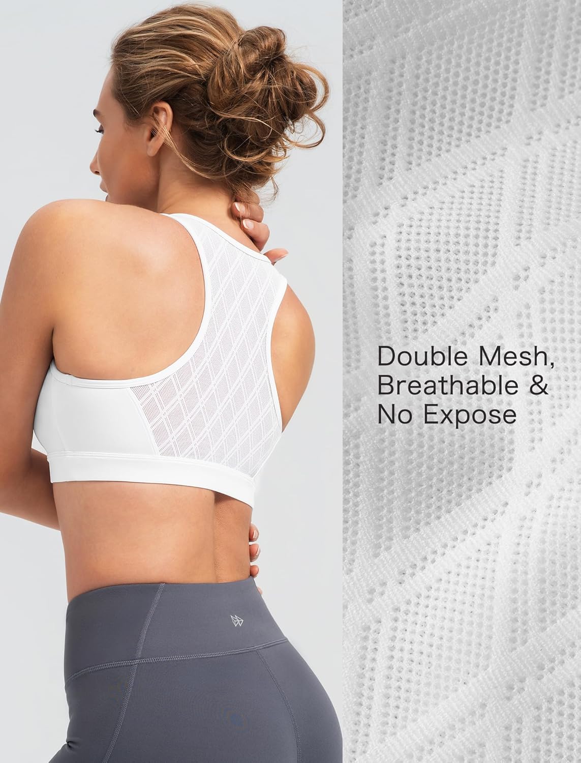 Yvette V Neck Diamond Mesh Yoga Sports Bra Light Support with Built-in Pads Wireless Bra Cropped Tank Top - Image 4