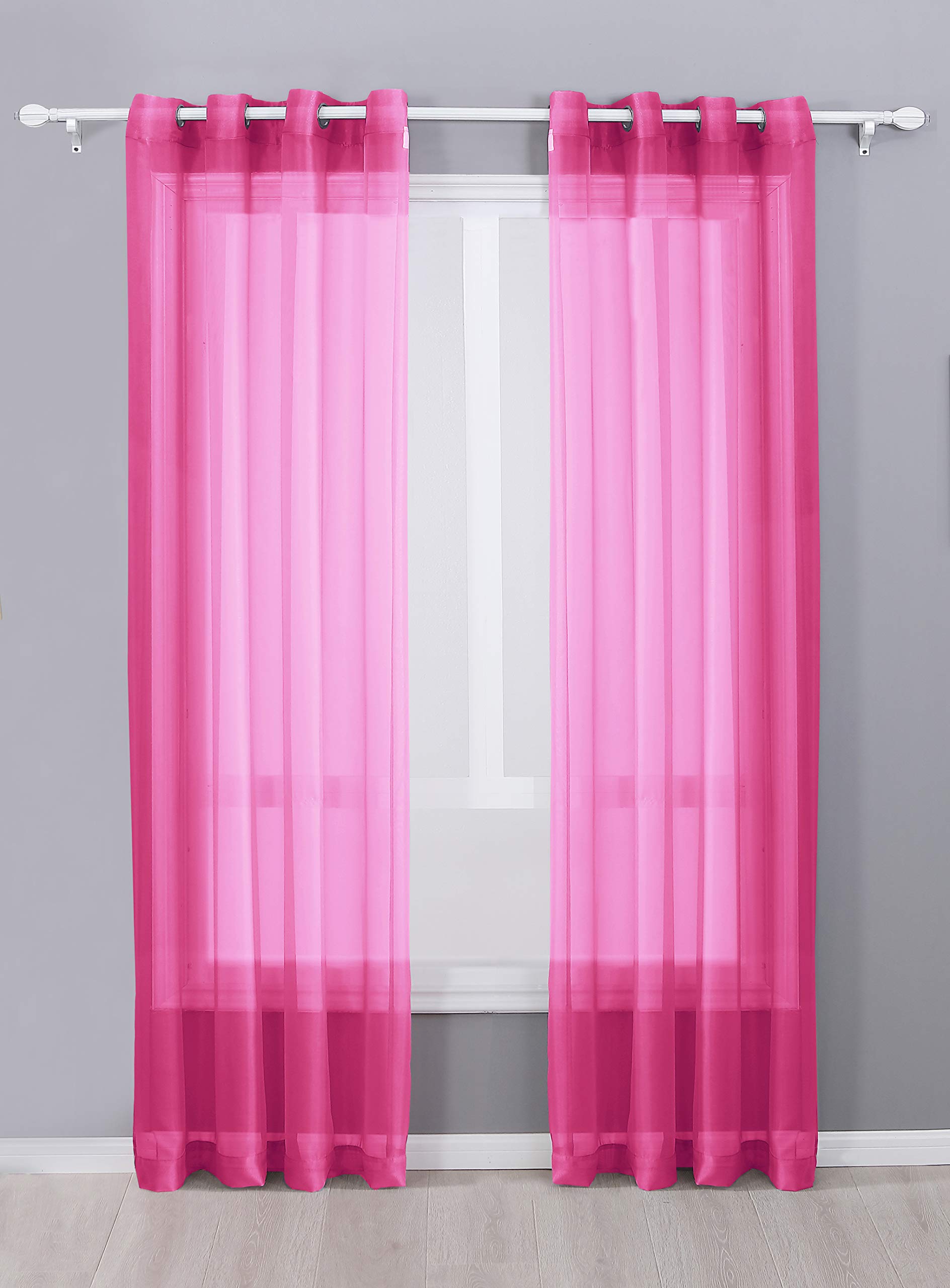 Decotex 2 Piece Sheer Voile Grommet Top Window Curtain Panel Drapes (54