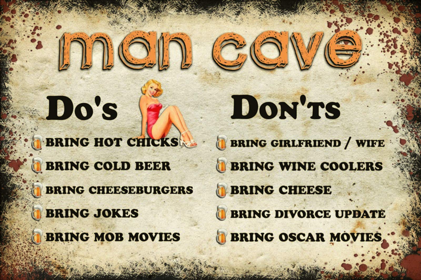 Ontrada Tin Sign 20 x 30 cm Domed Man Cave Do's Don´ts Decorative Gift Sign