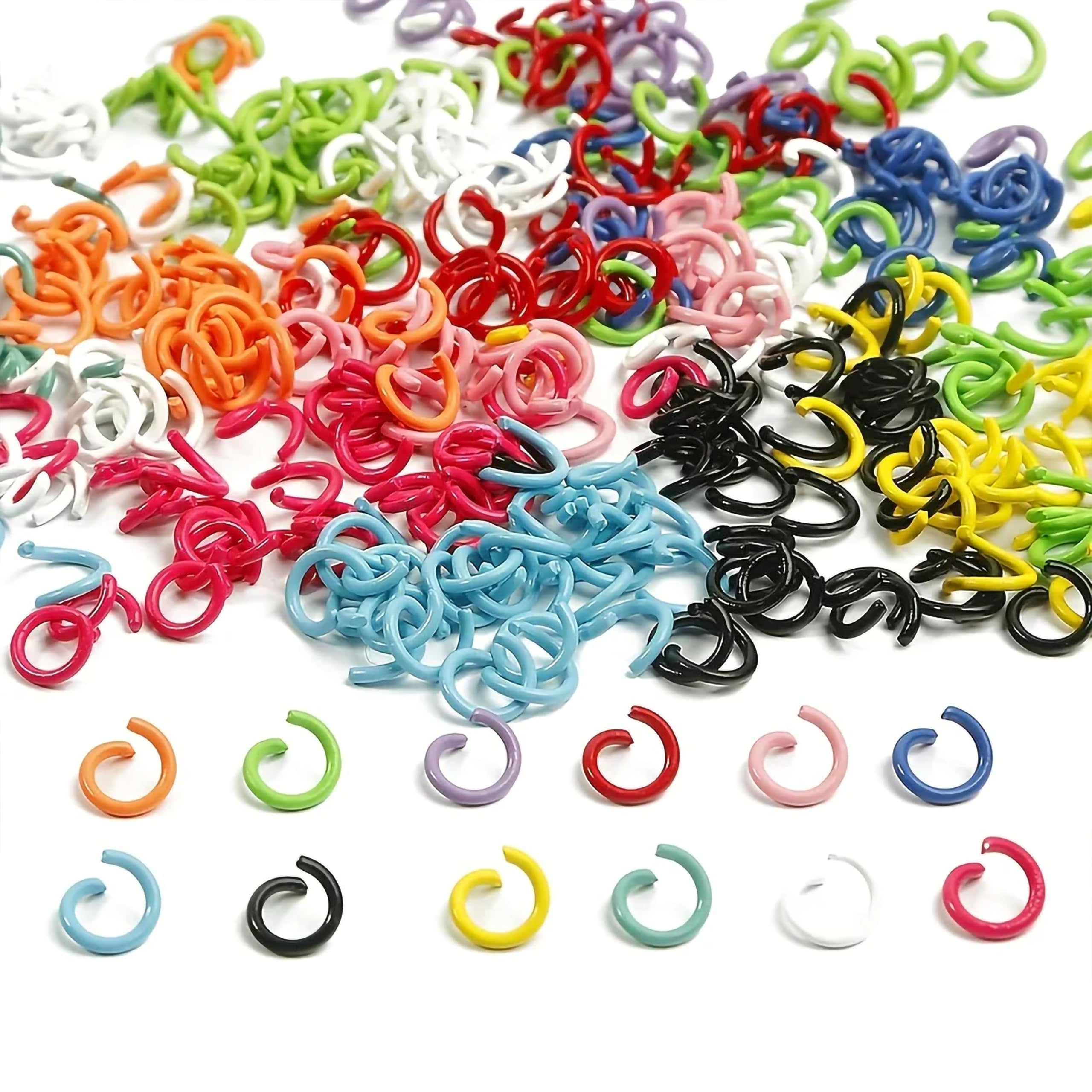 INDIKONB Multicolor Open Jump Rings for Jewelry Making - Colorful Enamel C-Ring Connectors for Keychain Charms, Bracelets and DIY Craft Projects (Multicolour 100Pcs)-picture-27