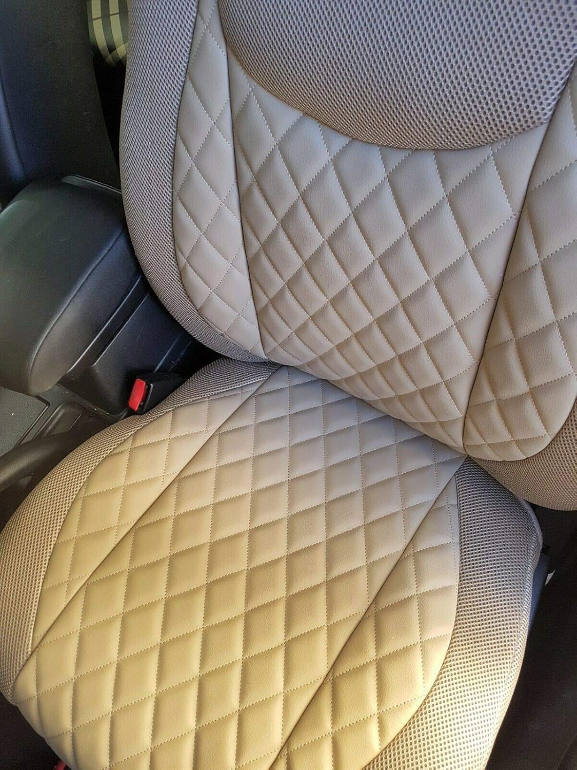 TopCar Athens || Two Front Car Seat Covers | 'Rhombus' Leatherette | Custom Fit, Compatible with Volvo S40 V40 S60 S70 V70 S80 | Color: TAN (Beige)