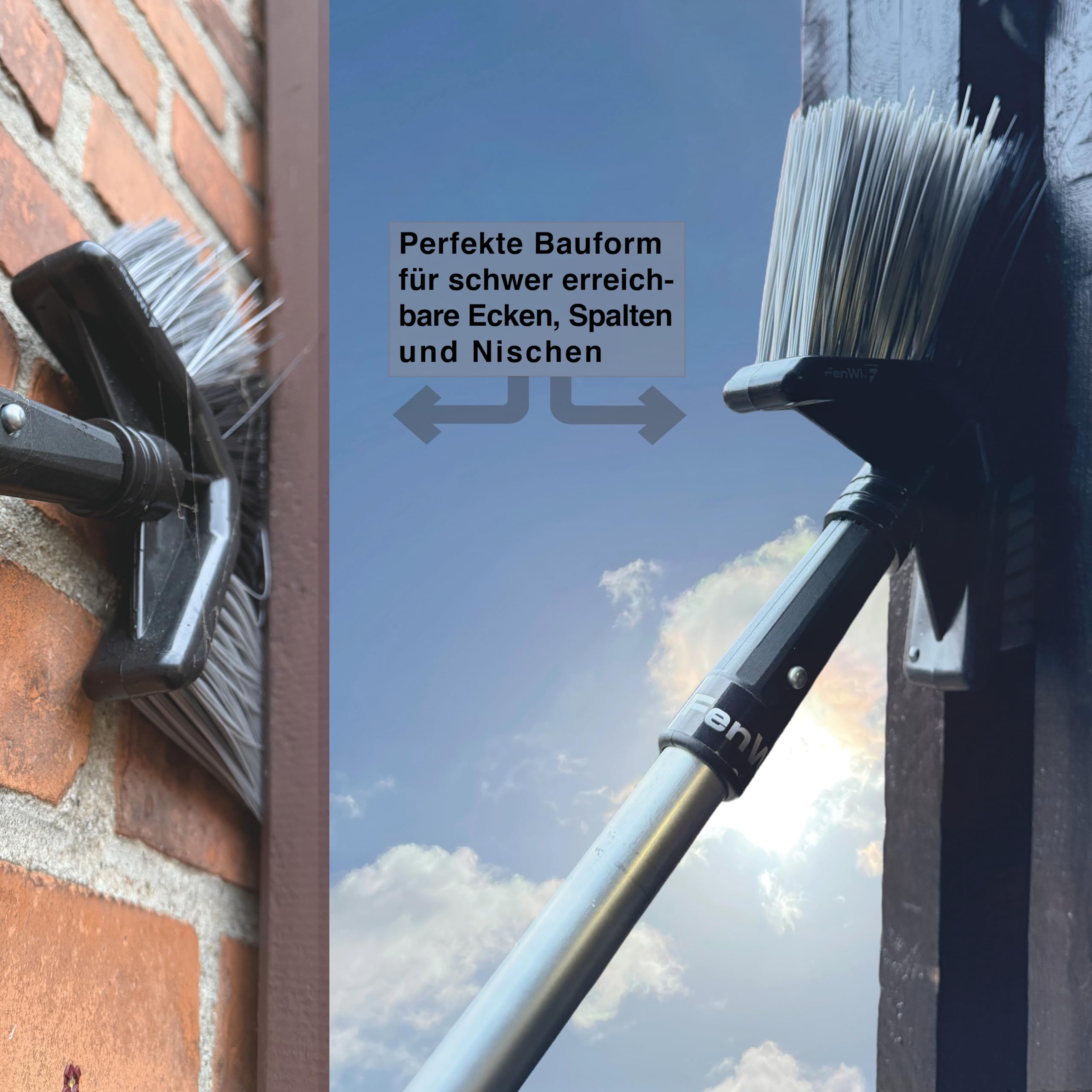 FenWi Eckbesen (Dreiecksbesen, Besen) als Zubehör und Erweiterung zu Teleskopstangen und Teleskop-Set`s