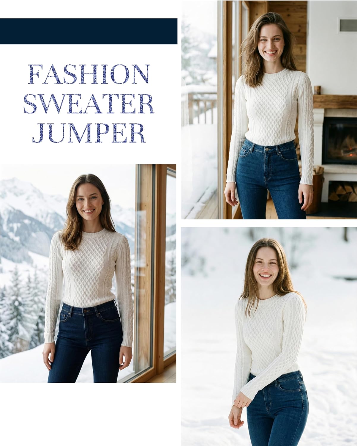 v28 Women Crew Neck Knit Stretchable Elasticity Long Sleeve Sweater Jumper Pullover - Image 4