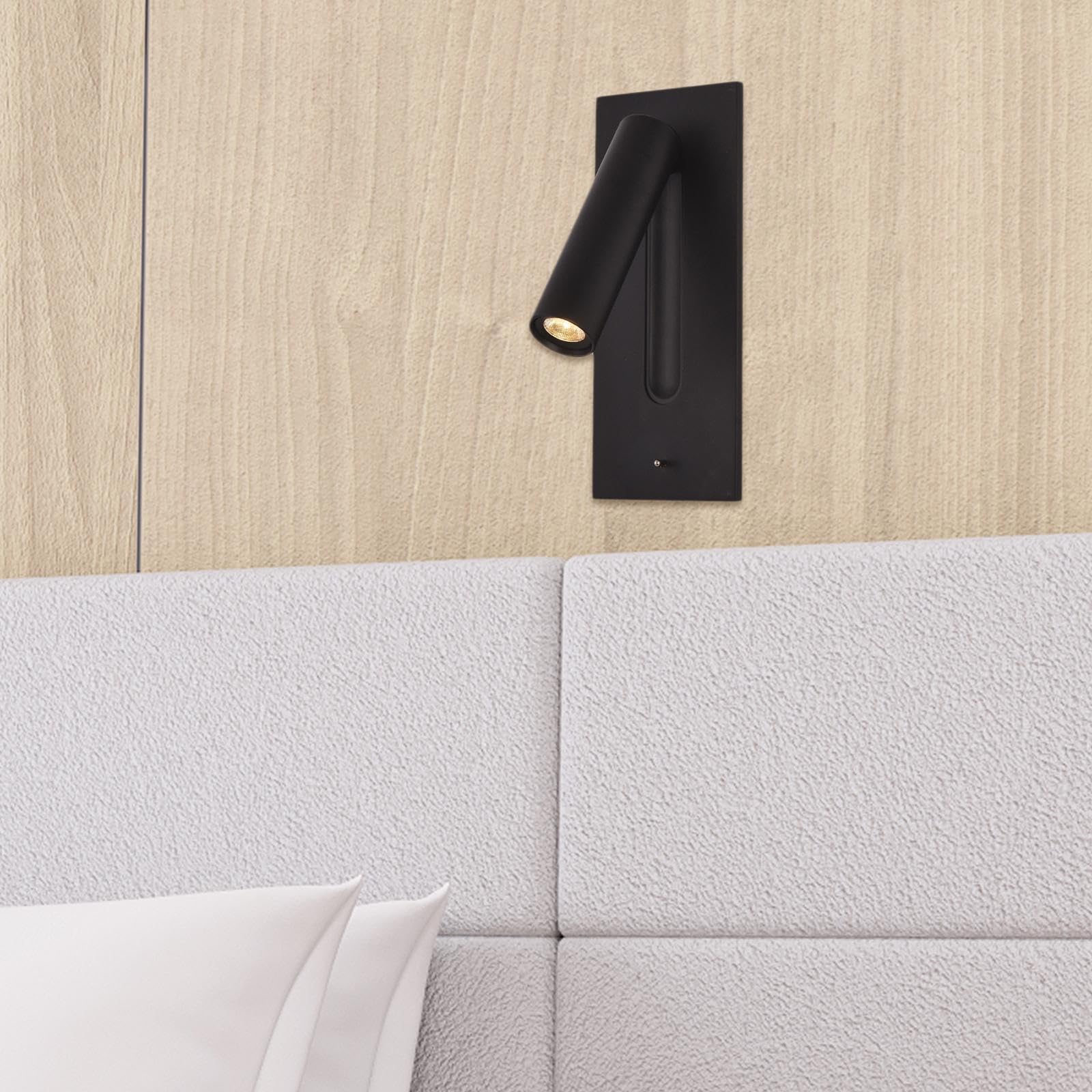 Colcolo Eingebettete Wandleuchten Wandlampe Einbauleuchten für das Kopfteil Moderne Wandleuchten Beleuchtung für Nachttisch-Arbeitszimmer Heimdekoration, Schwarz